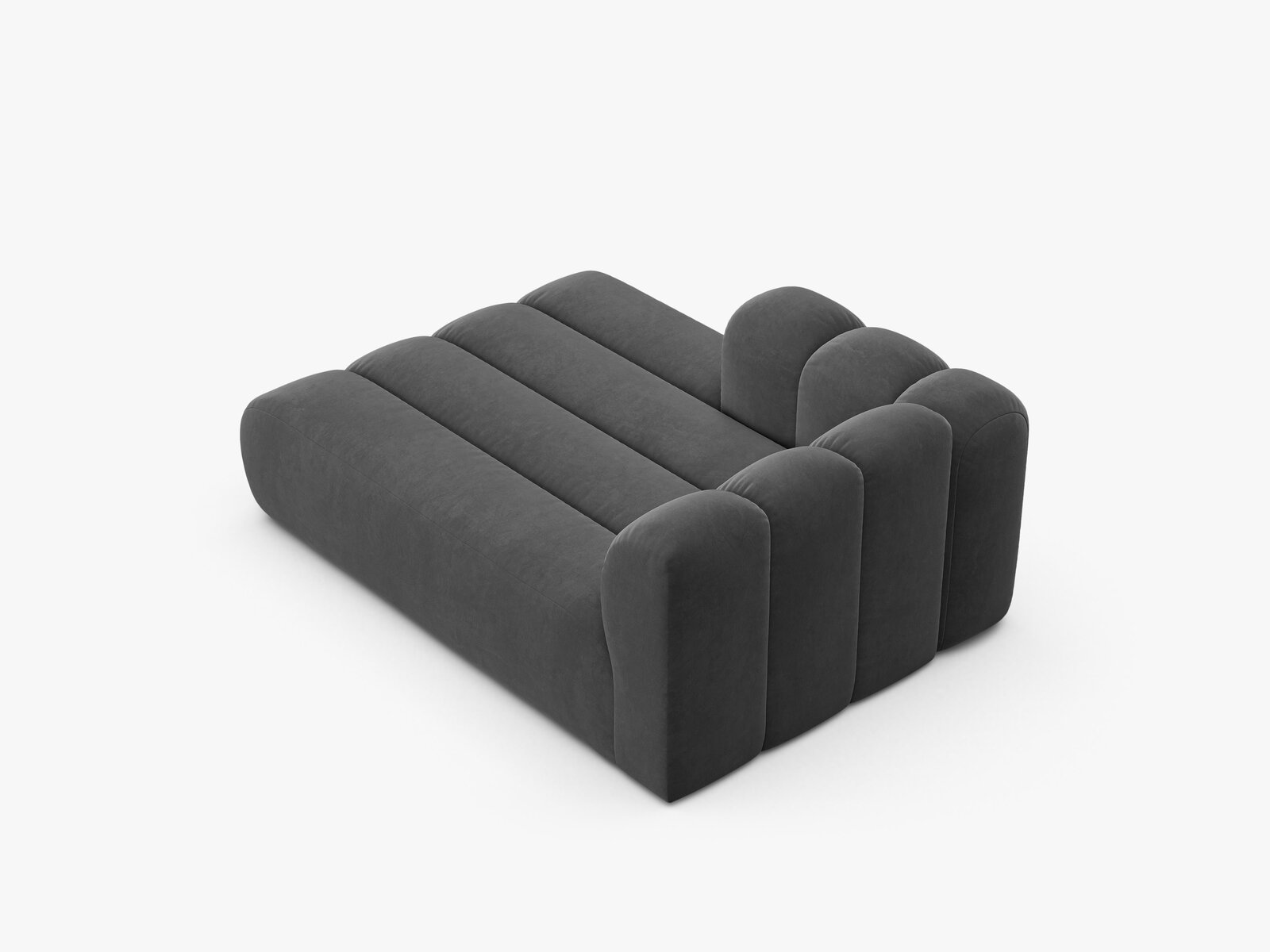 Micadoni Recamiere Lupine 2-Sitzer Samt Venus Grau Links