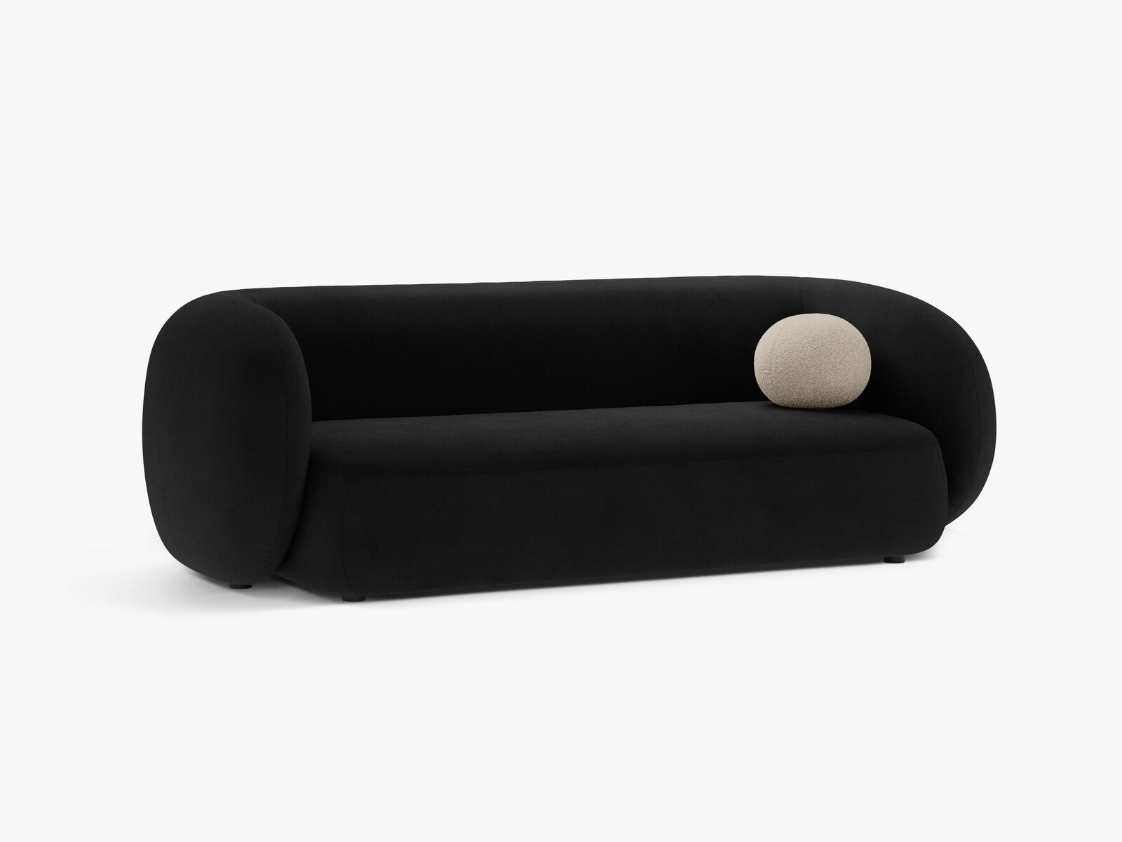 Micadoni Sofa Kate 3-Sitzer Samt Salvador Schwarz