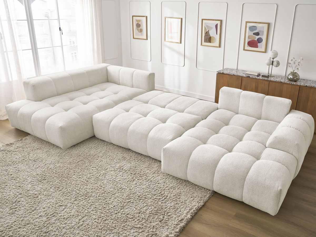 Bobochic Everest Wohnlandschaft, 14 Kissen Melange-Stoff Weiß Ecke rechts