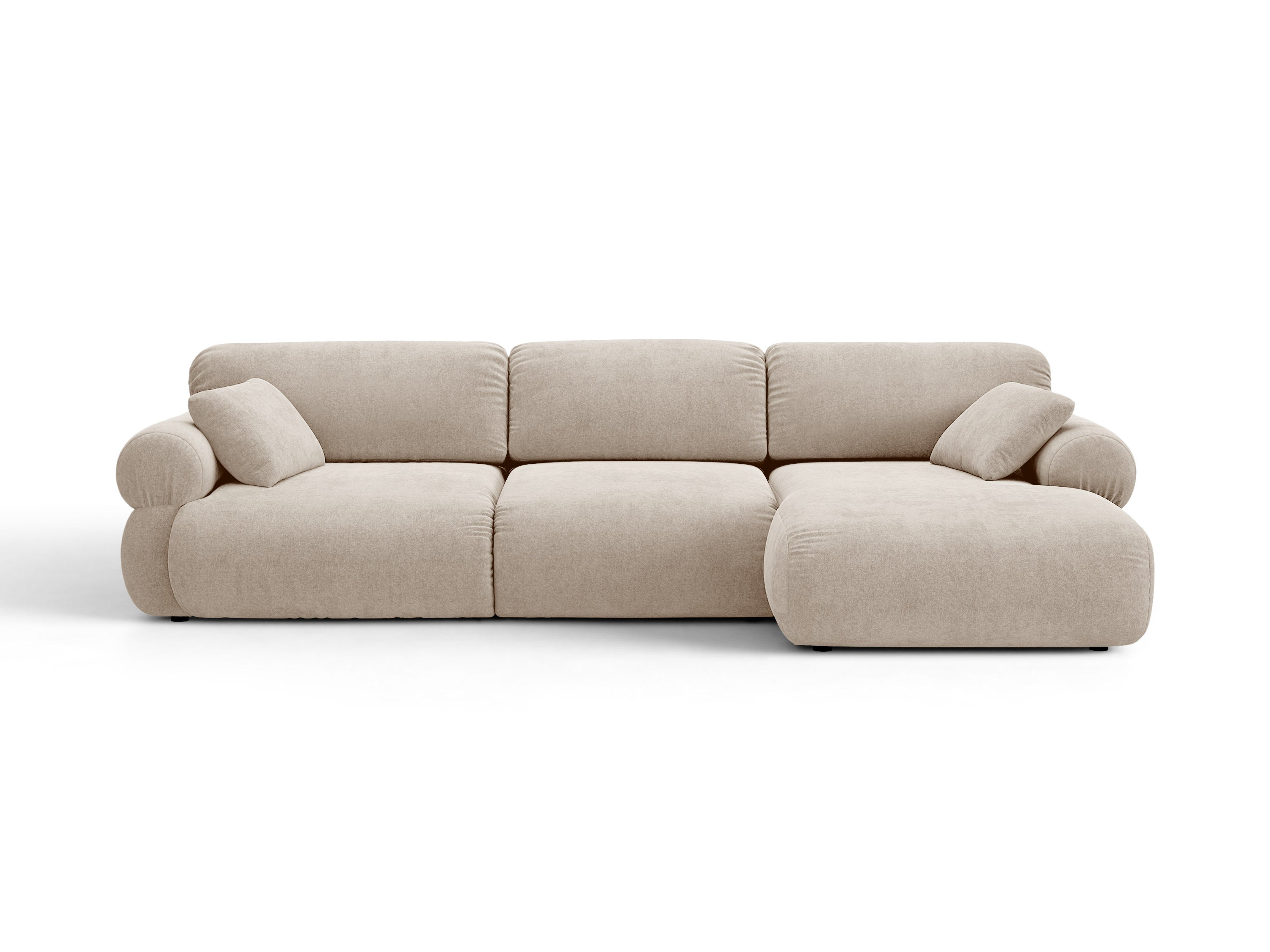 Micadoni Ophelia Ecksofa 6-Sitzer Strukturierter Stoff Liberty Beige Rechts