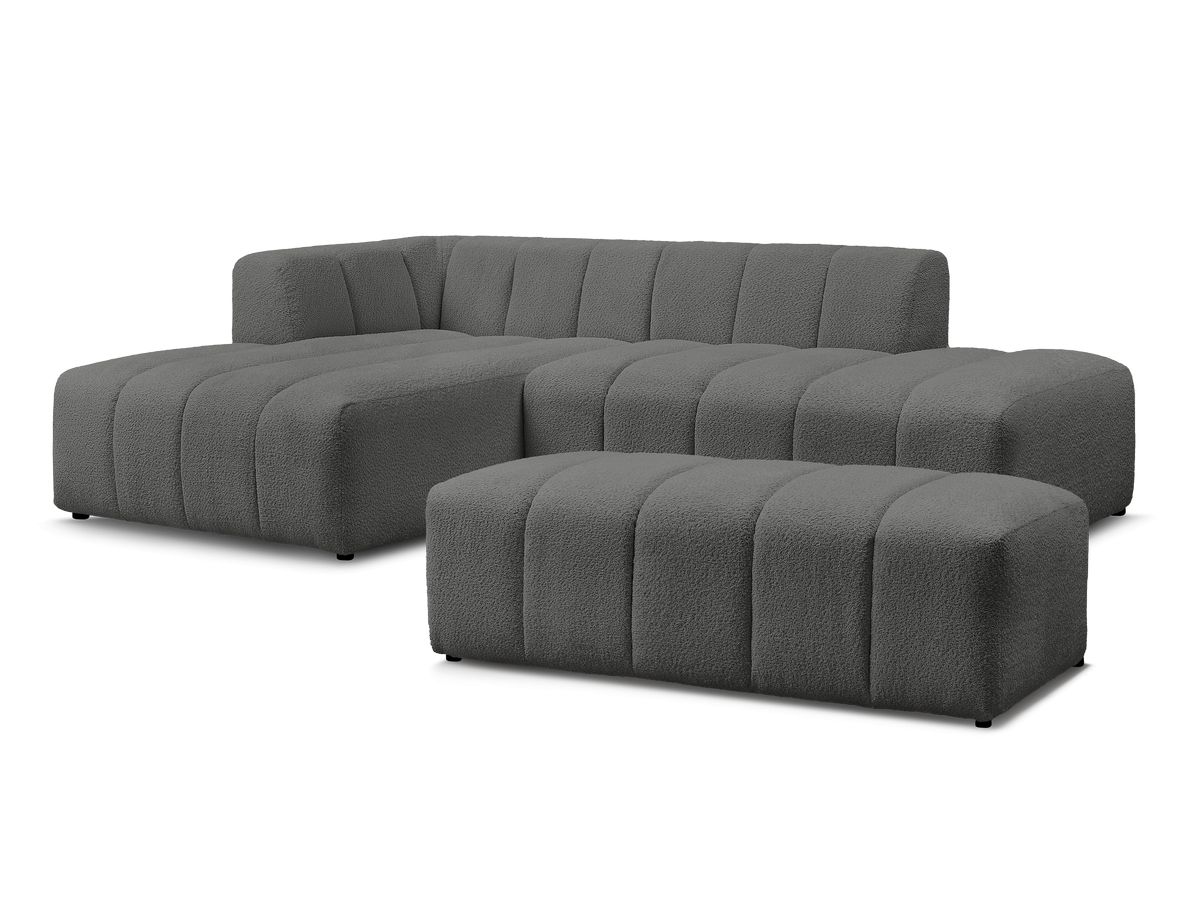 Bobochic Annecy Ecksofa mit Pouf Bouclé-Stoff Dunkelgrau Ecke links