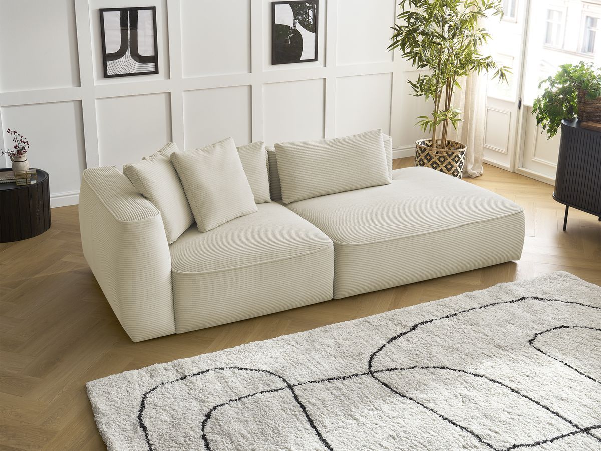Bobochic Leopold Sofa 3-Sitzer Cordsamt Beige Armlehne links