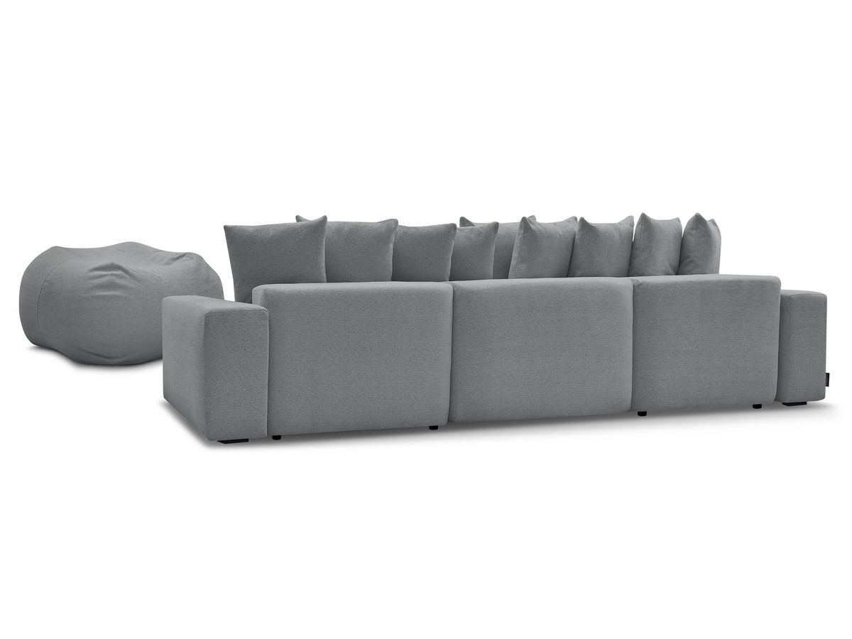 Bobochic Voltaire Wohnlandschaft mit Pouf 420 × 174 cm Melange-Stoff Dunkelgrau
