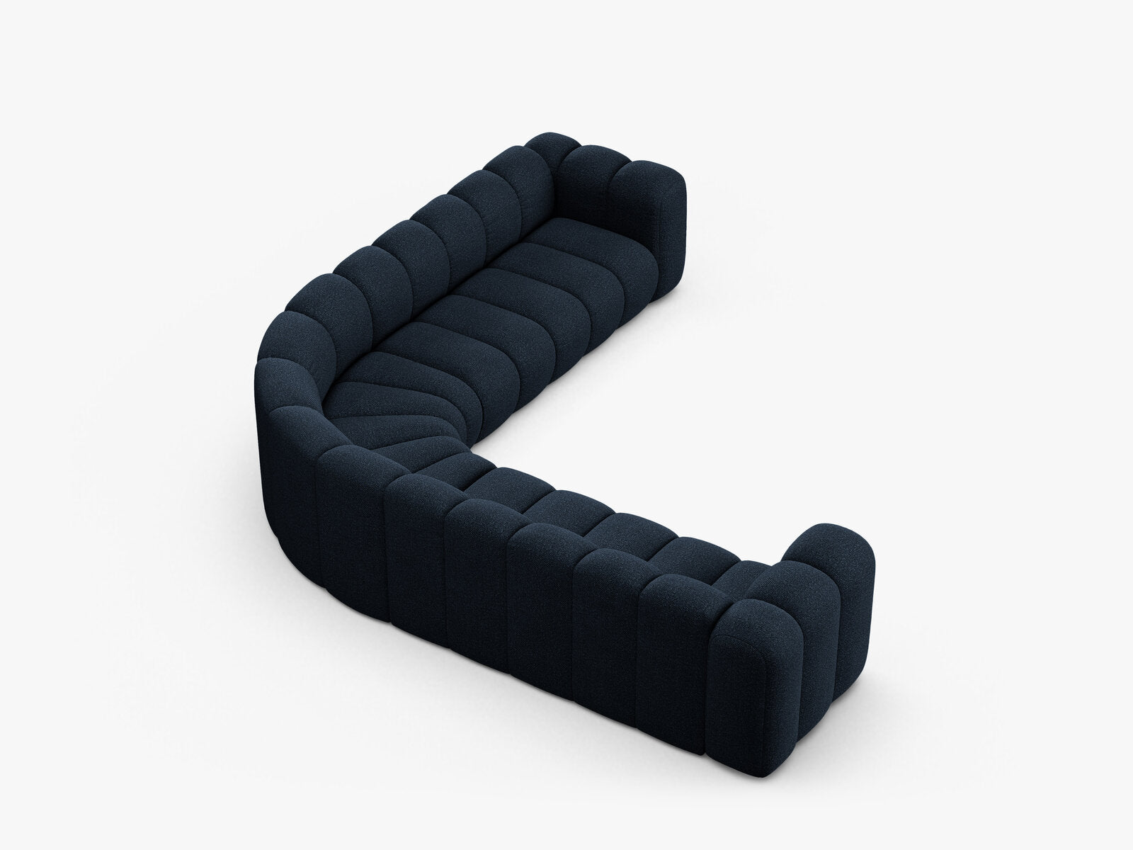 Micadoni symmetrisches Ecksofa Lupine 5-Sitzer  Boucle Baloo Dunkelblau