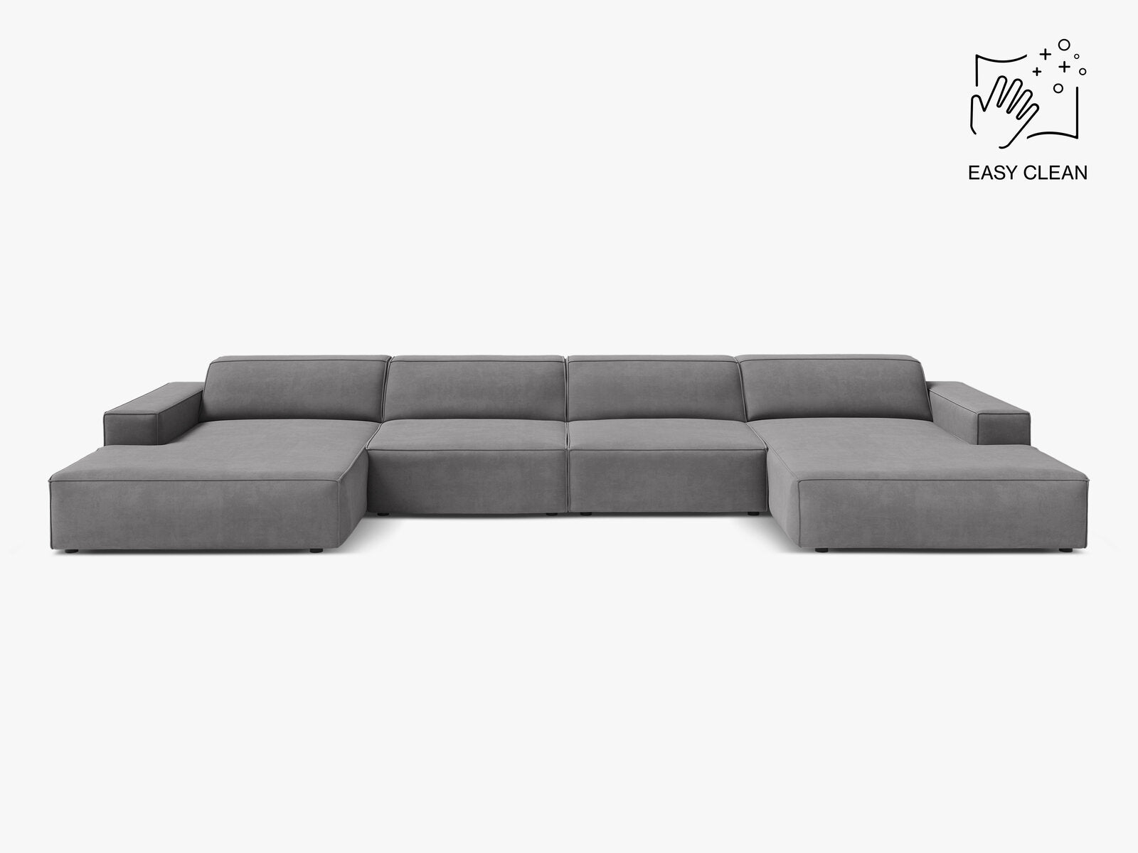 Micadoni Panorama-Sofa Jodie 6-Sitzer Samt Venus Hellgrau