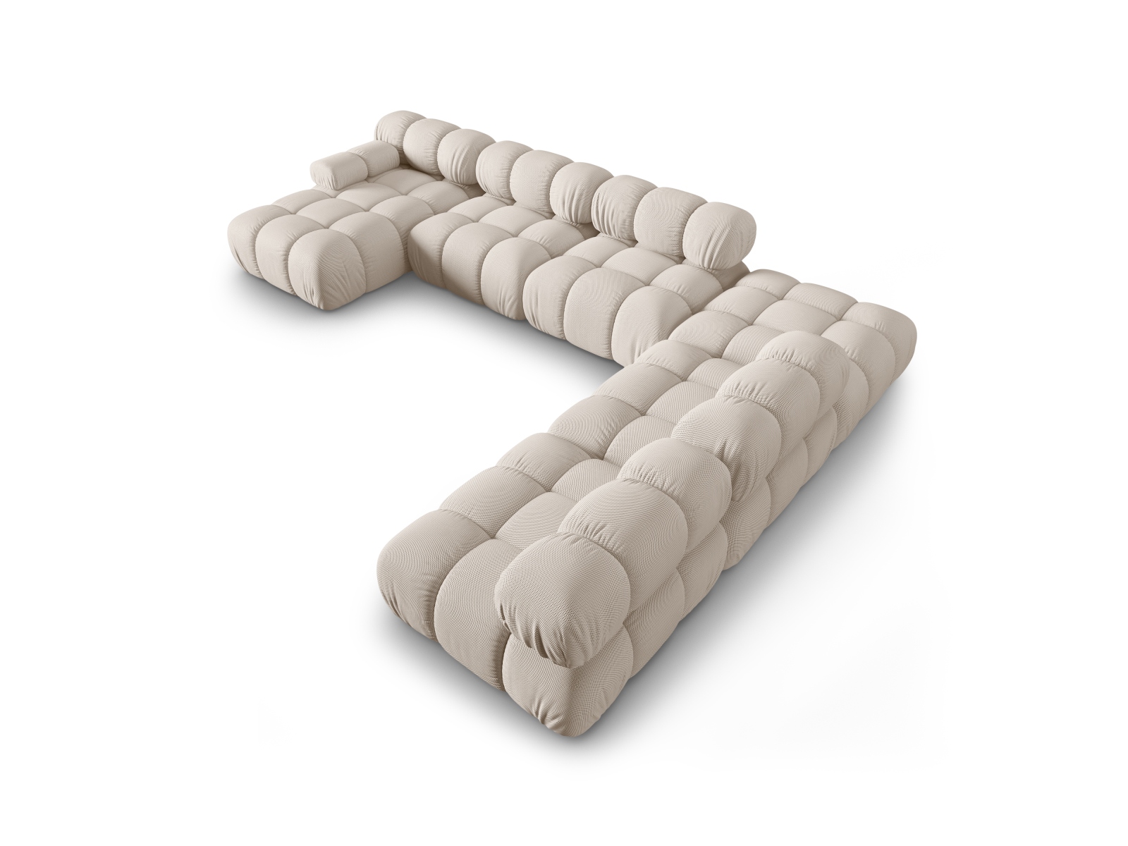 Micadoni Modulares Panorama Ecksofa Bellis 7-Sitzer Rechts 3D-Stoff Sonic Helles Beige