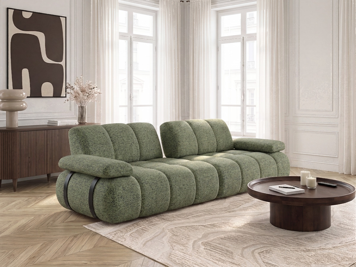 Bobochic Rivoli Sofa 4-Sitzer Melange-Stoff Grün