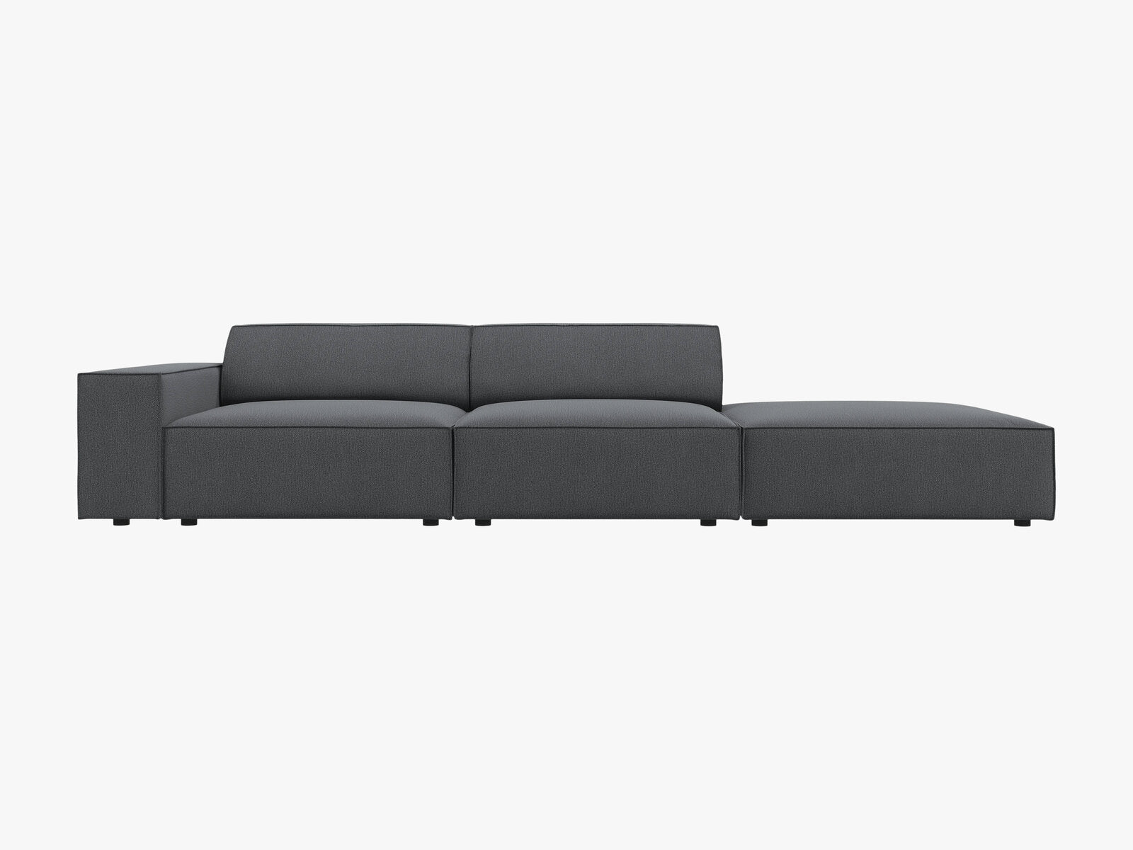 Micadoni Sofa Jodie 3-Sitzer Rechts Strukturierter Stoff Megan Dunkelgrau