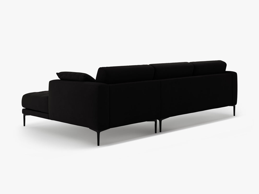 Micadoni Ecksofa Bemy 3-Sitzer Rechts Samt Schwarz