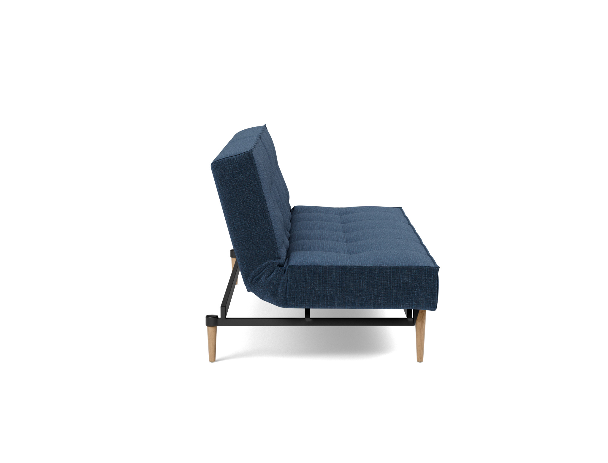 Schlafsofa Splitback Chenille Esina 414-Indigo-Blue Beine Styletto Eiche hell