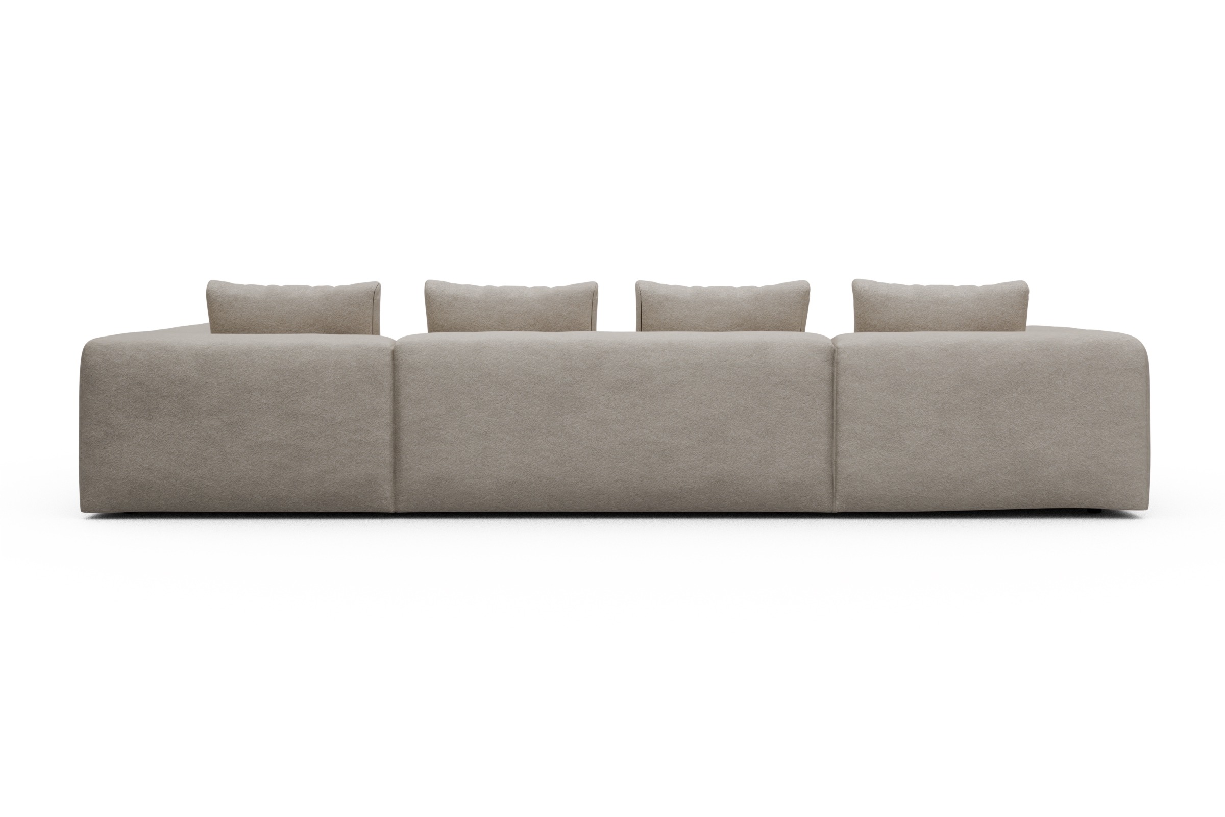 Wohnlandschaft Fred Relax-Ecke rechts mit 2-Sitzer und Chaiselongue links Aivi-Lace-Beige