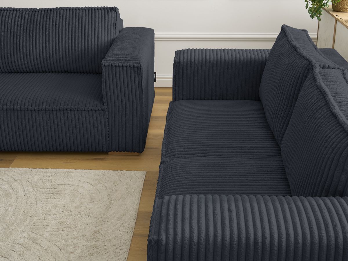 Bobochic Chelsea Sofa 5-Sitzer Breitcord weich Schwarz