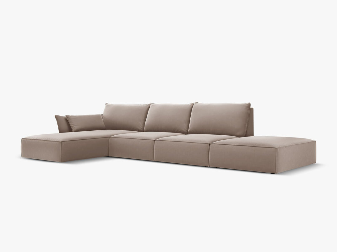 Micadoni Ecksofa Kaelle 5-Sitzer Links Samt Cappuccino