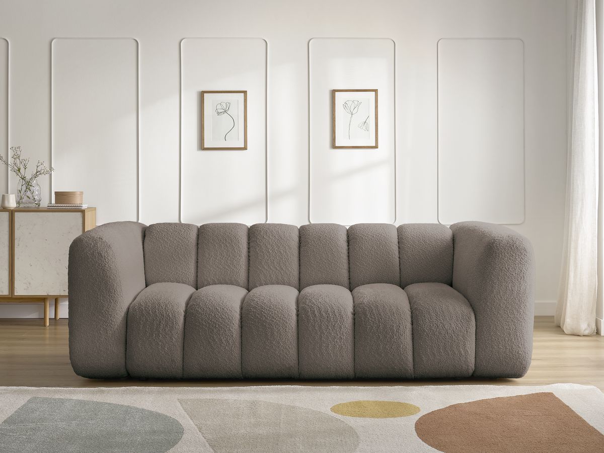 Bobochic Talia Sofa 3-Sitzer Bouclé-Stoff Braun