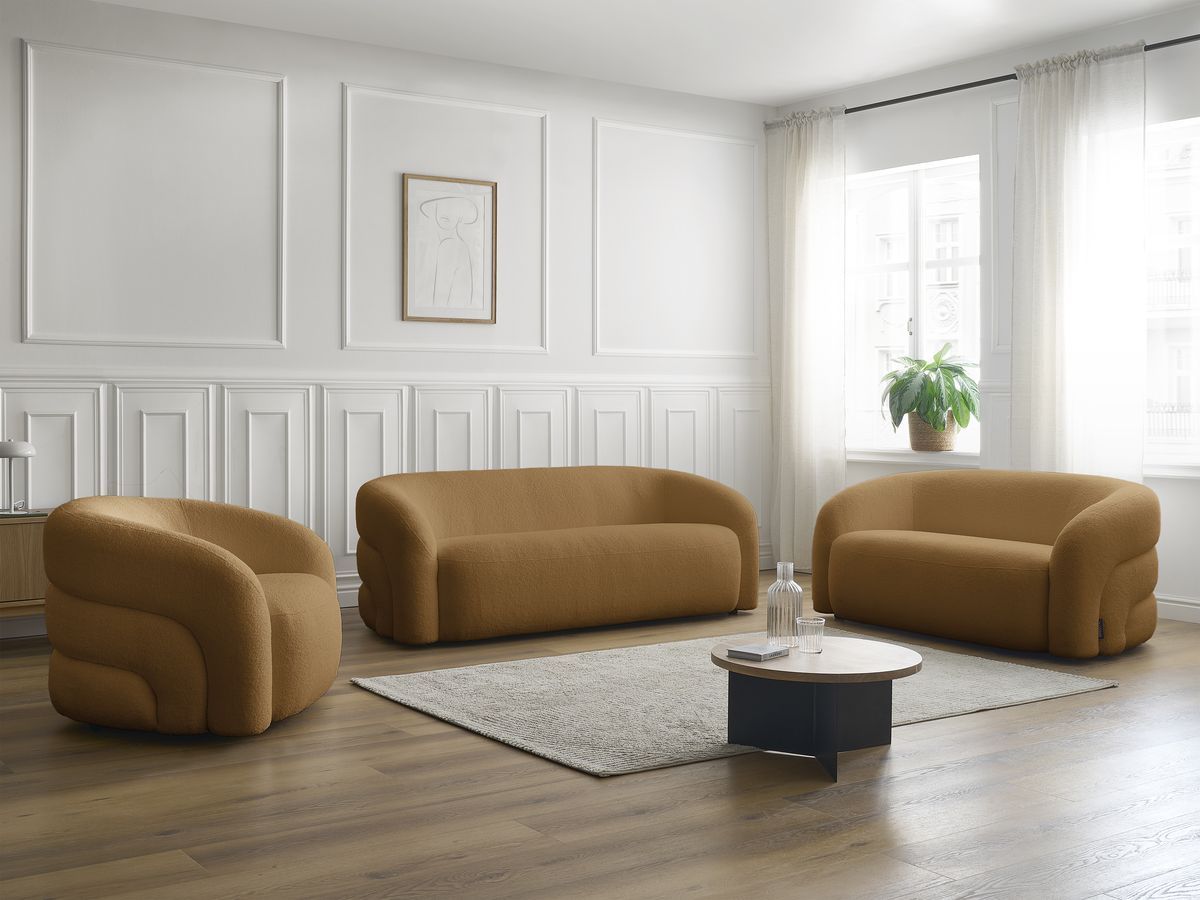 Bobochic Elina Sofa 6-Sitzer Bouclé-Stoff Gelb