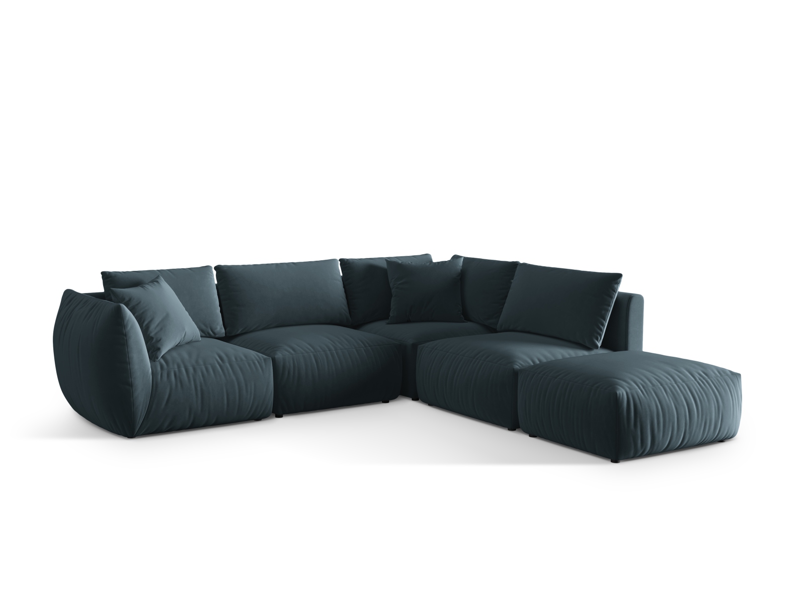 Micadoni Modulares Ecksofa Chris 4-Sitzer Rechts Samt Pastellblau