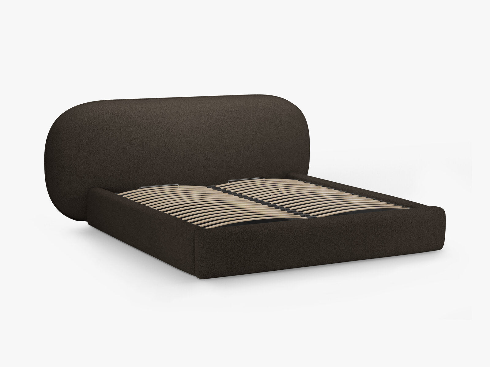 Micadoni Stauraumbett mit Kopfteil Ovalo Boucle Baloo Braun 140x200