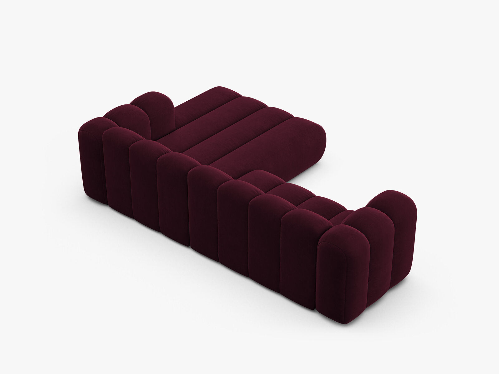Micadoni Modulares Ecksofa Lupine 4-Sitzer mittelgroß Rechts Samt Venus Burgunder