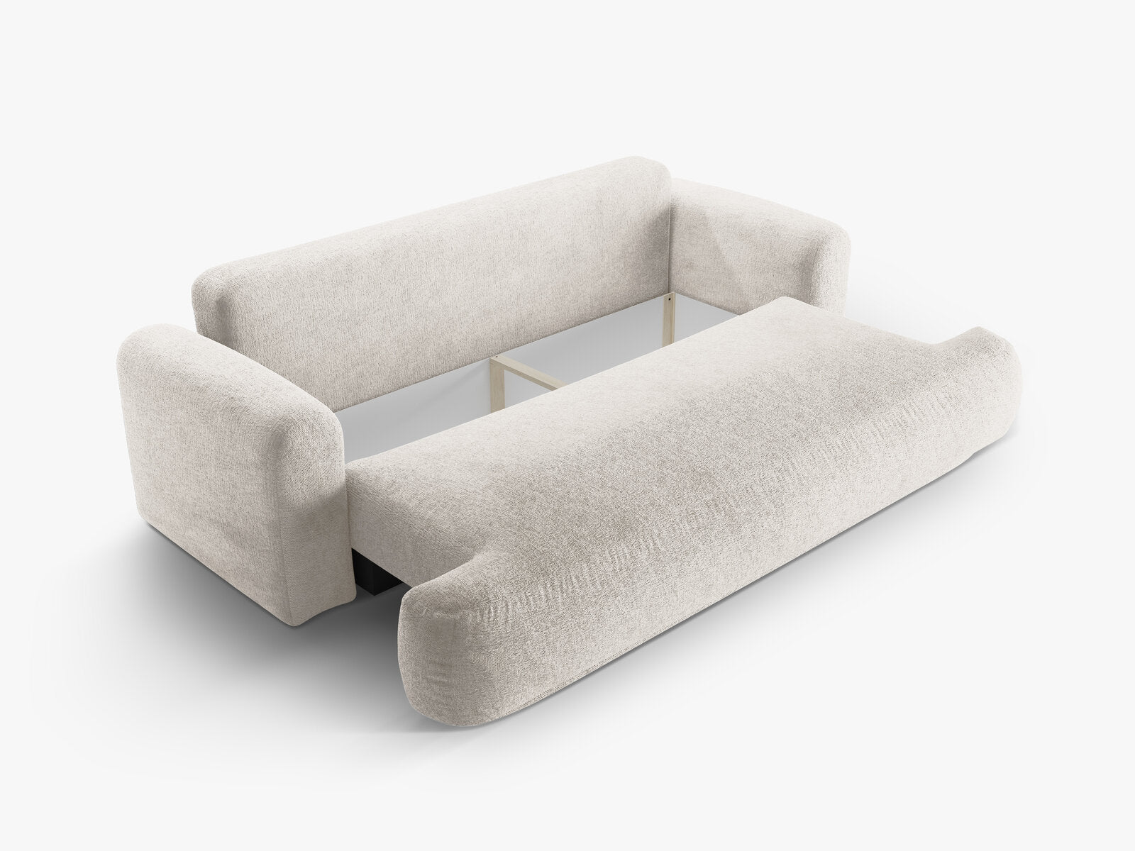 Micadoni Ella Schlafsofa 3-Sitzer mit Bettkasten Strukturierter Stoff Sorella Beige