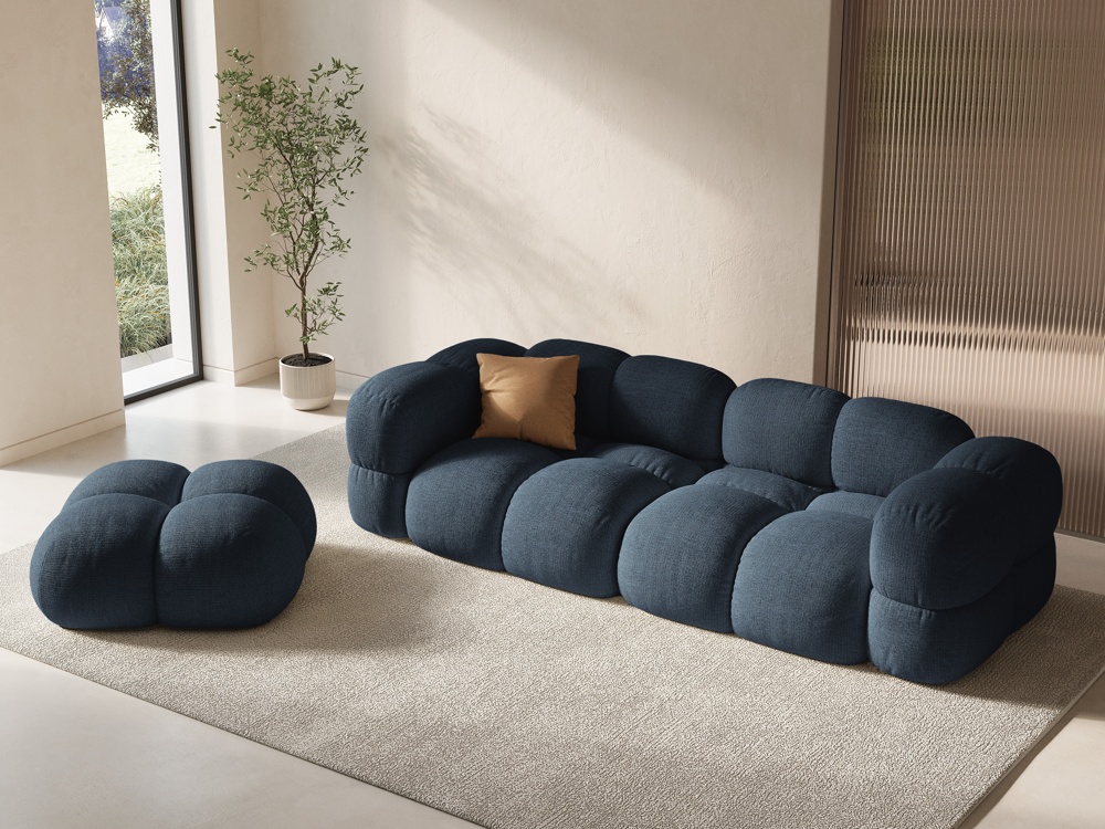 Cosmopolitan Design Pouf Loretto Strukturierter Stoff Sorella Dunkelblau
