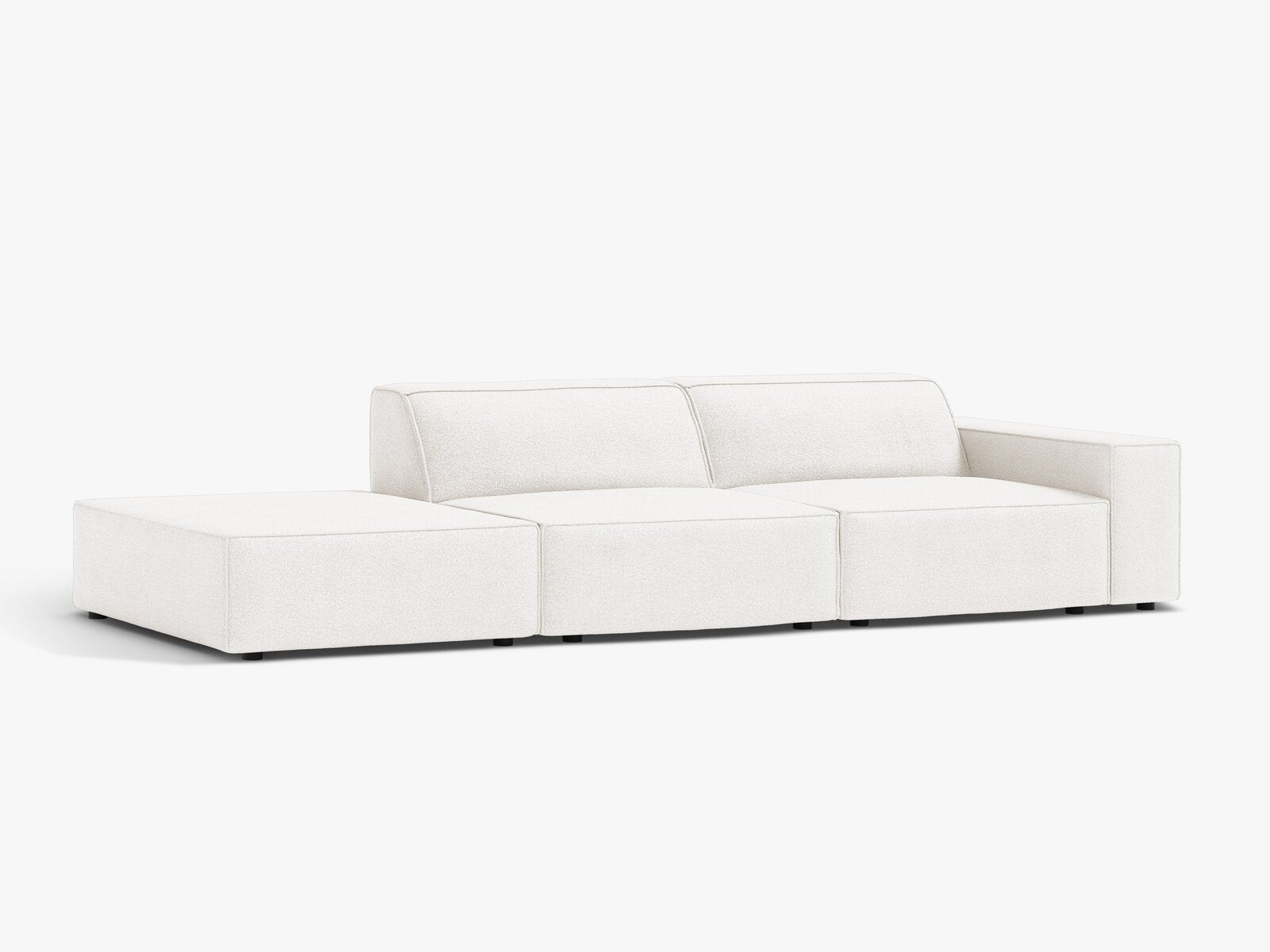 Micadoni Sofa Jodie 3-Sitzer Links Boucle Baloo Weiß