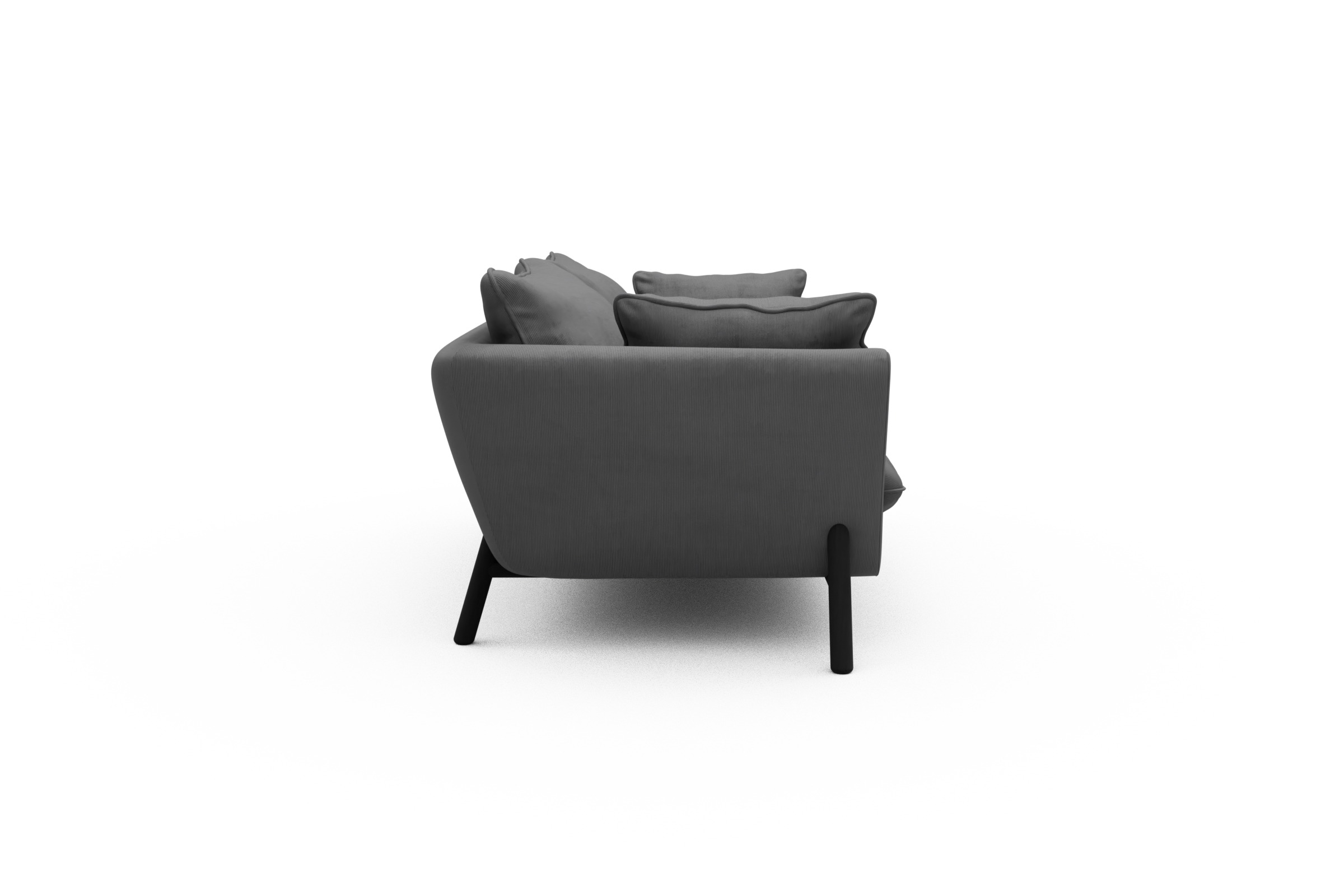 Sofa Emil PREMIUM 2-Sitzer Beinfarbe Eiche Schwarz Cordufine-Grey