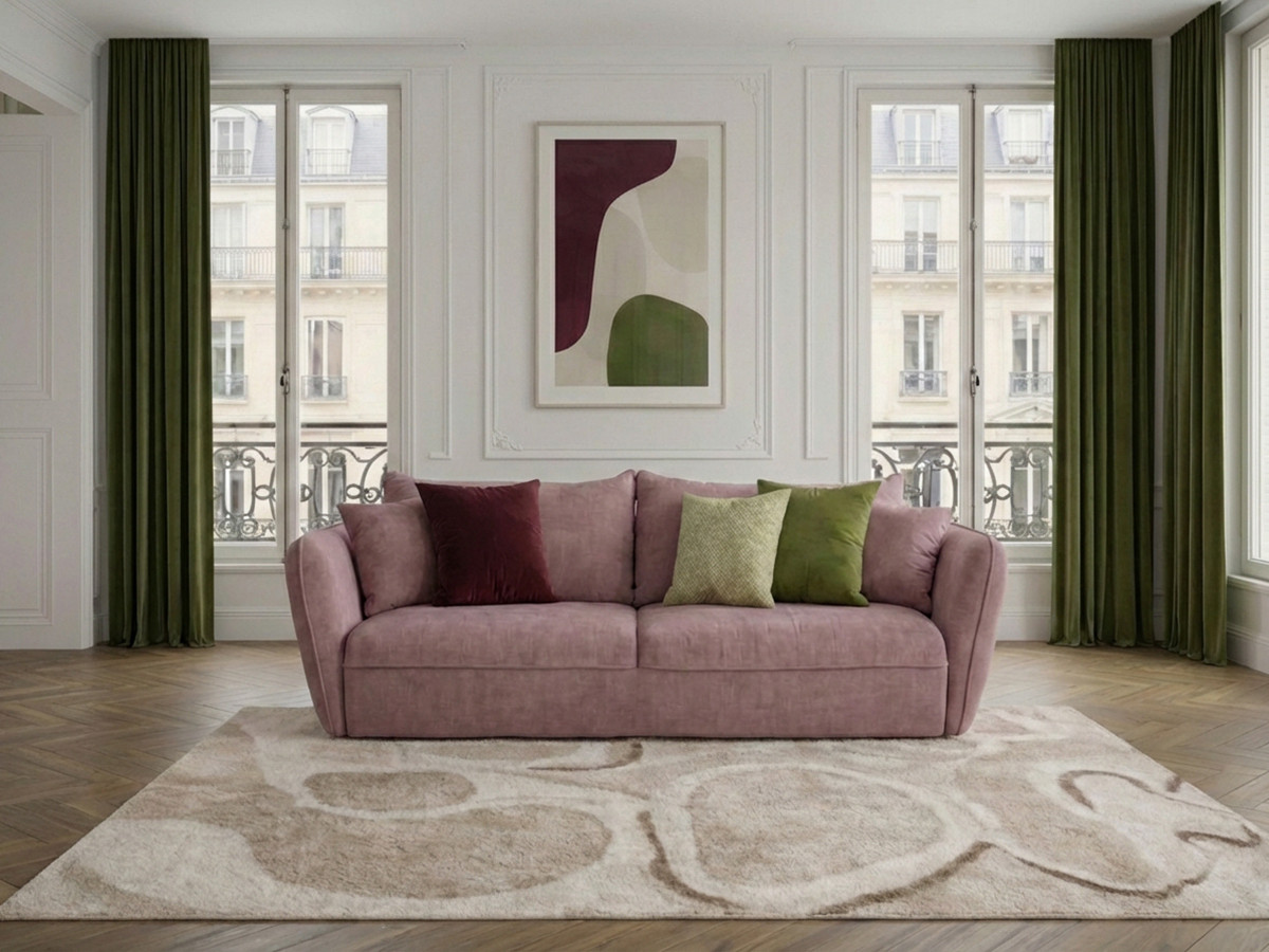Bobochic Luigi Sofa 3-Sitzer Strukturstoff Rosa