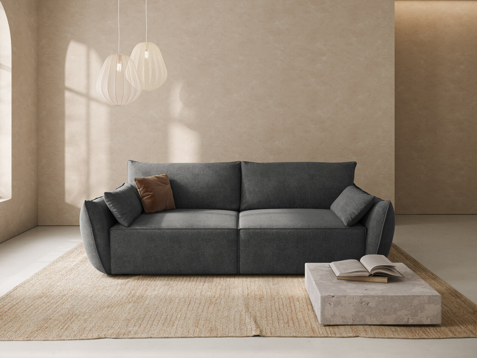 Micadoni Kaelle Sofa Mit Bettfunktion Und Stauraum Chenille Over The Horizon Dunkelgrau