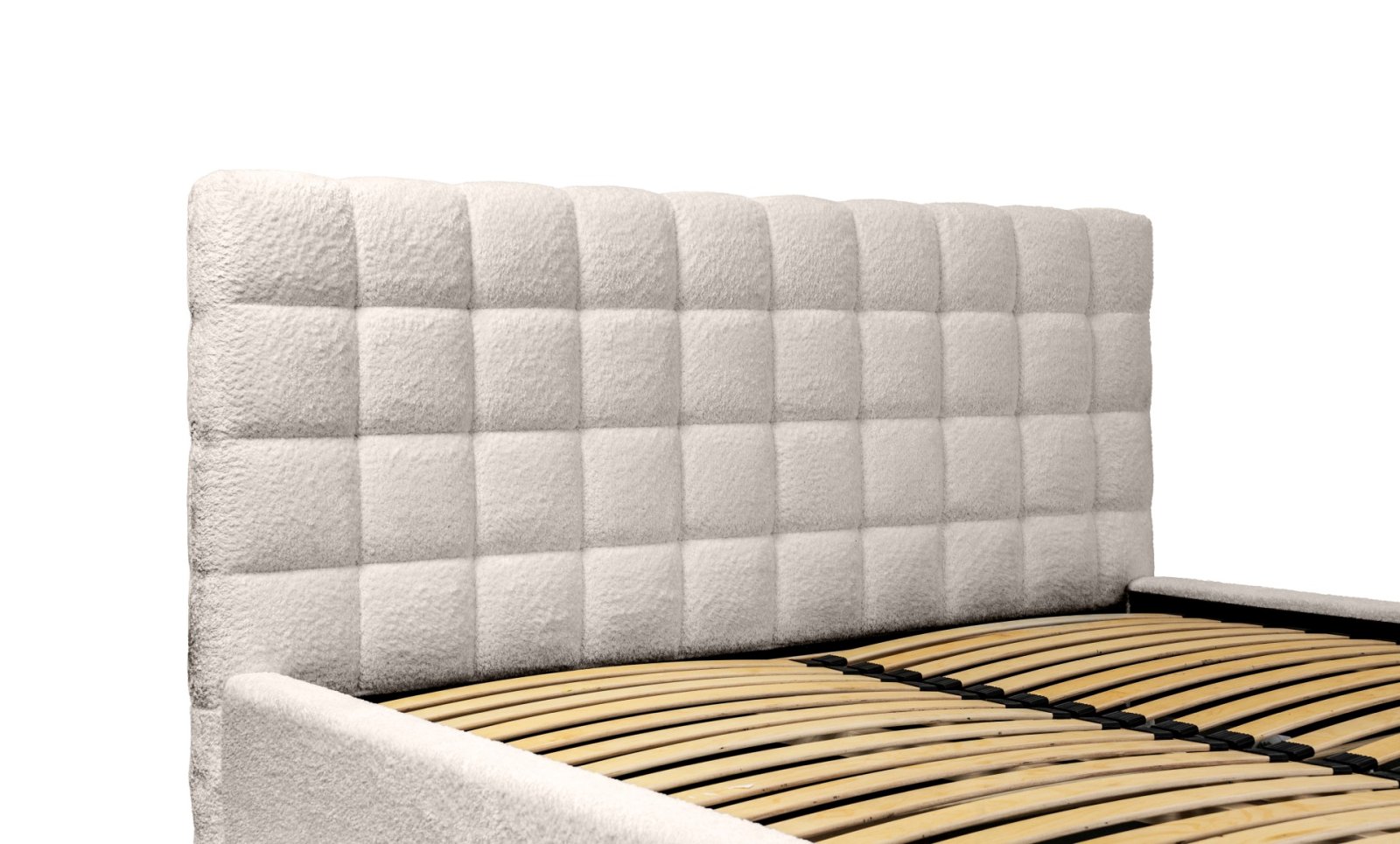 Polsterbett Tano Boucle 140x200 mit Metallrahmen Euphoria 02 Cream