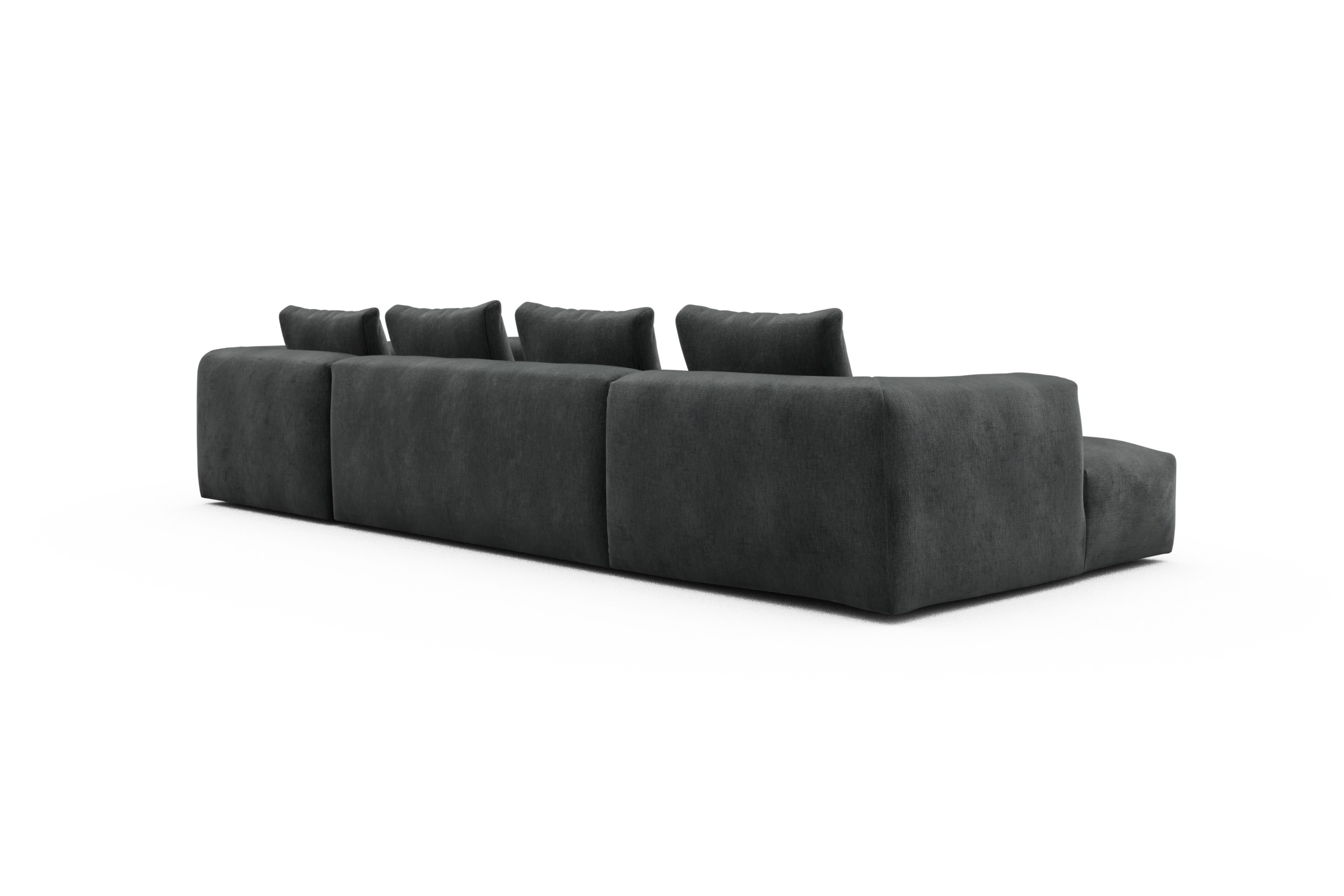 Wohnlandschaft Fred Chaiselongue links mit 2-Sitzer und lange Armlehne rechts Smooth-Deep-Warm-Grey