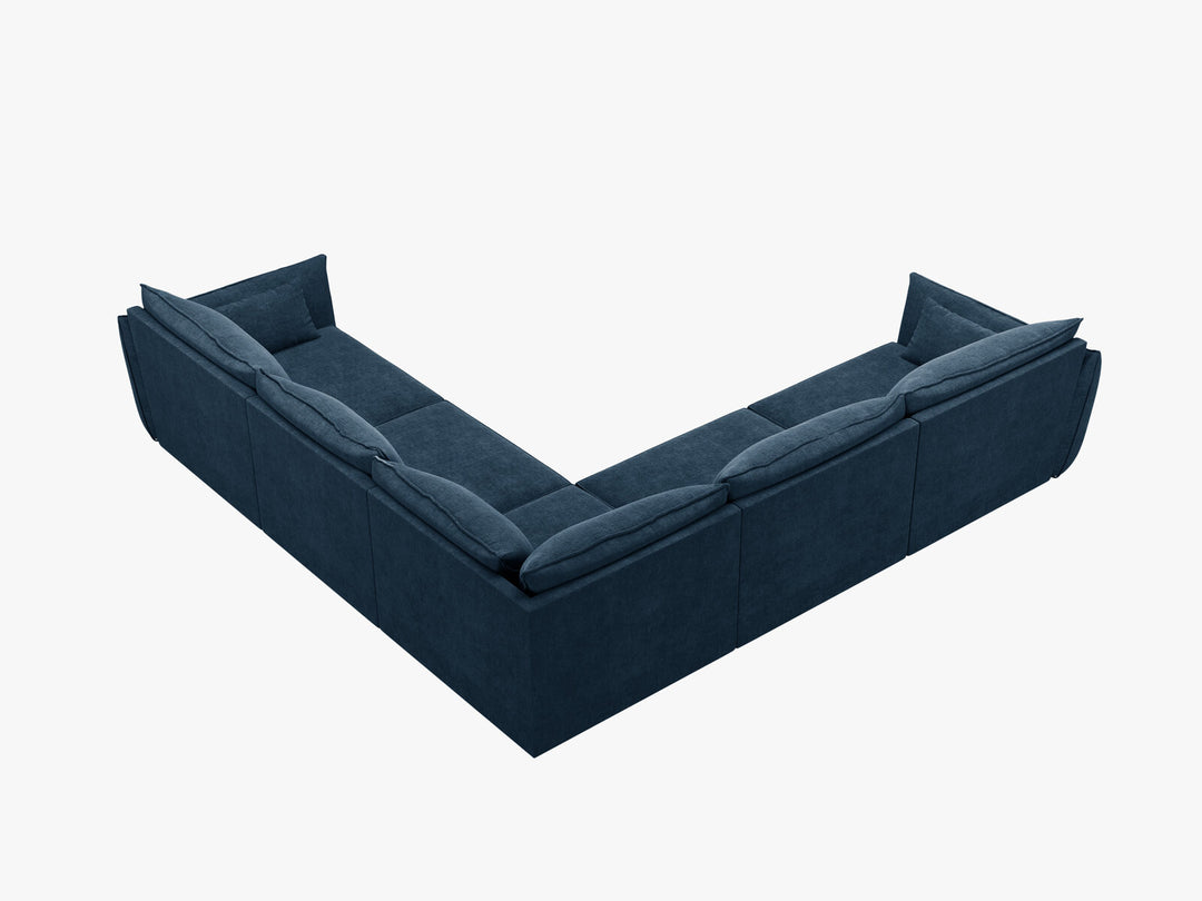 Micadoni Ecksofa Kaelle 7-Sitzer Chenille Over The Horizon Königsblau
