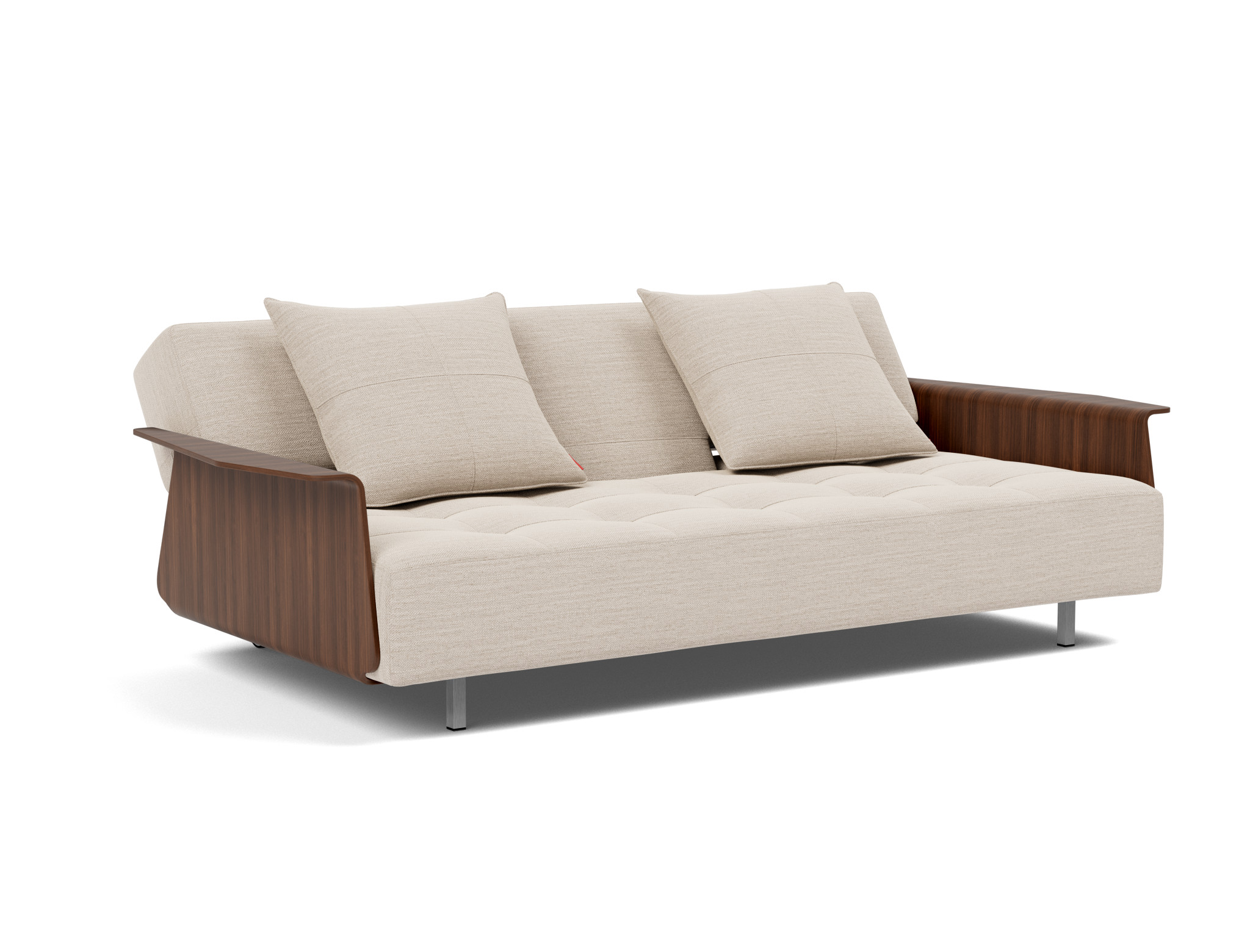 Schlafsofa Long Horn D.E.L. mit Armlehnen Webstoff Blida 612-Sand-Grey