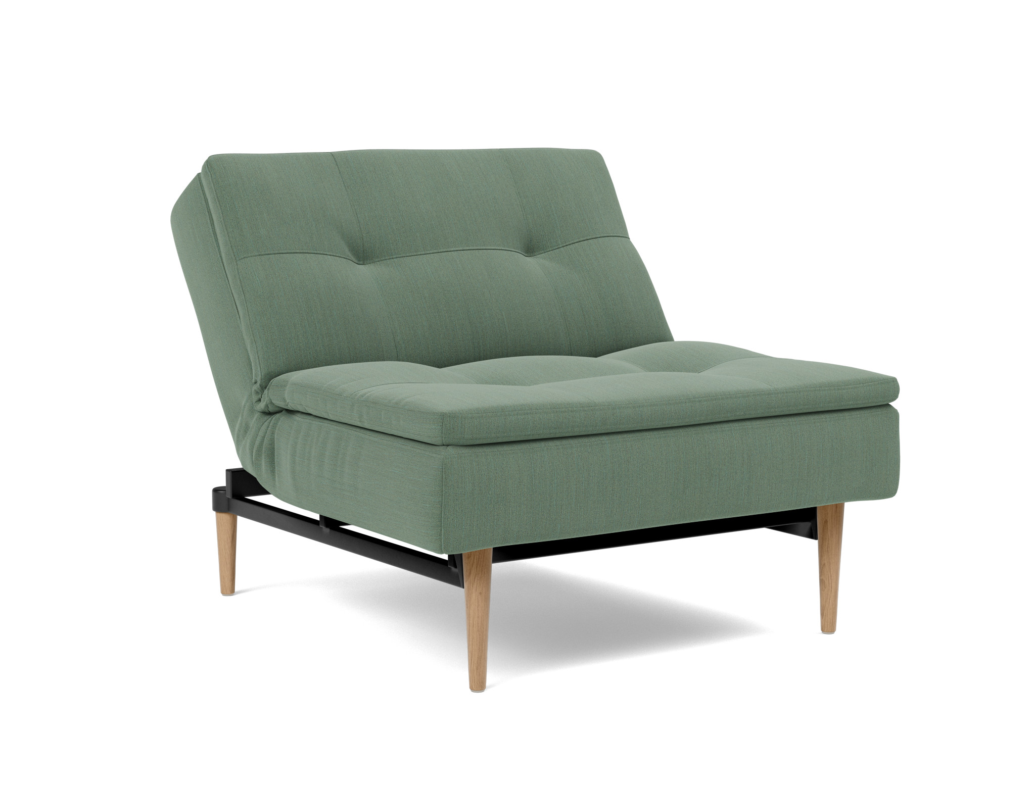 Sessel Dublexo Flachgewebe Elegance 518-Green Beine Styletto Eiche hell