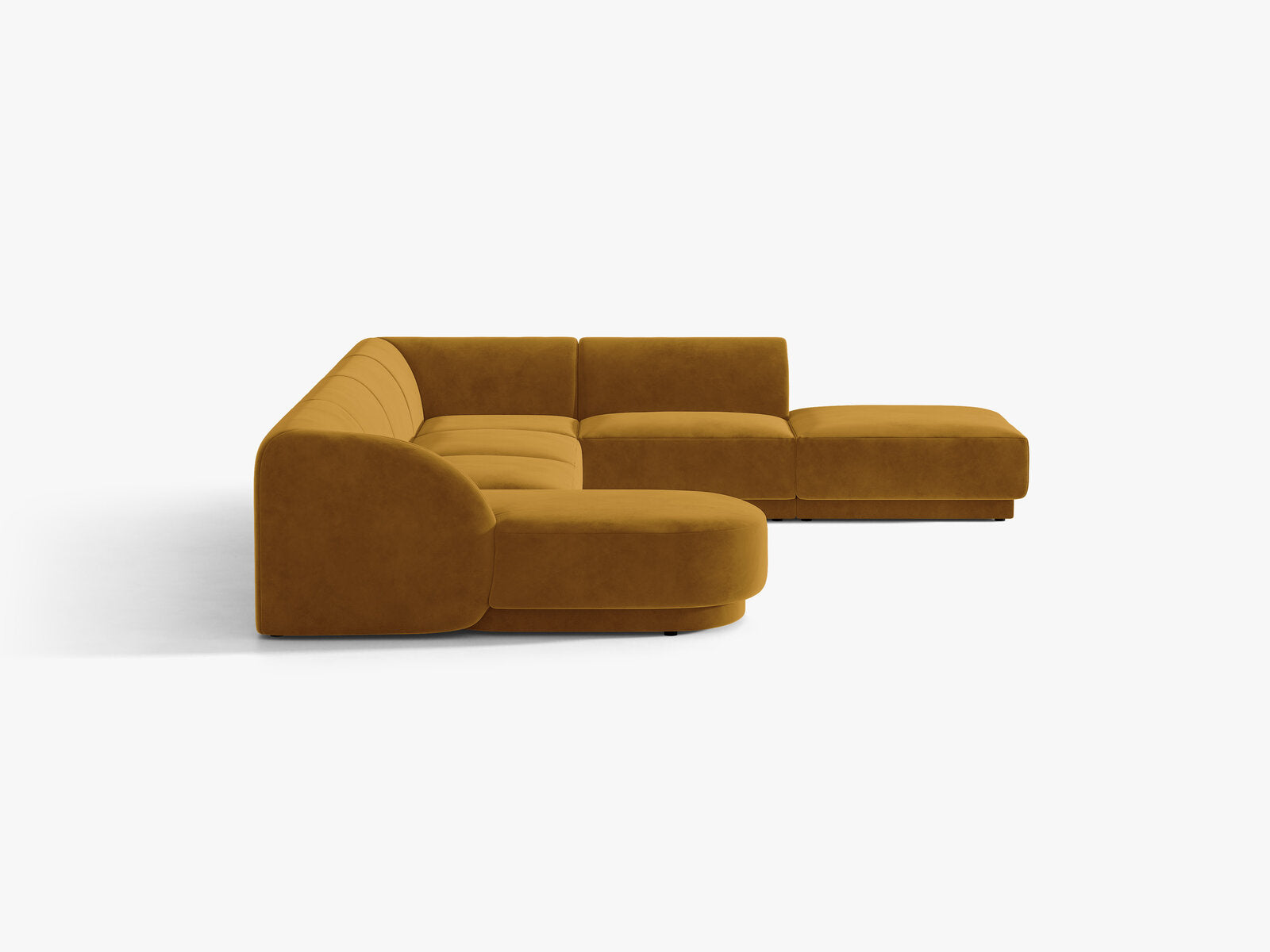 Micadoni Panorama-Ecksofa Miley 6-Sitzer Rechts Samt Bluvel Gelb