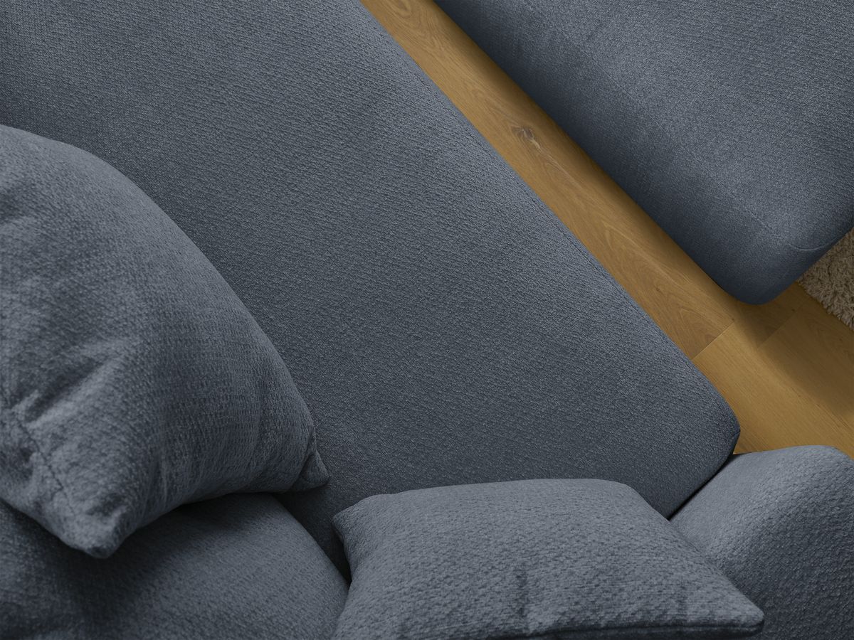 Bobochic Sidonie Schlafsofa 4-Sitzer mit Bettkasten und Pouf Melange-Stoff Dunkelblau