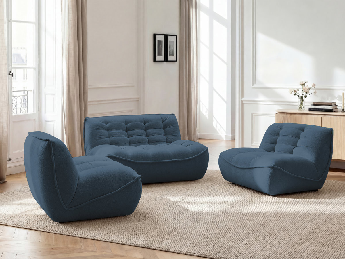 Bobochic Serena Sofa 4-Sitzer Melange-Stoff Blau