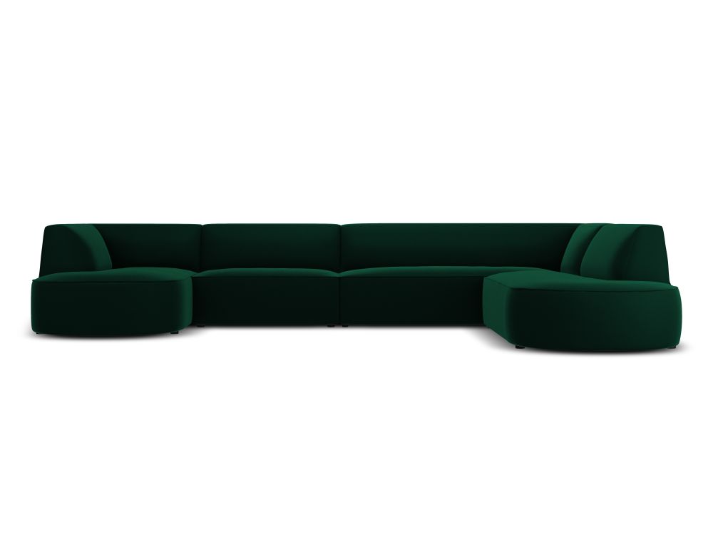 Cosmopolitan Design Panoramasofa Siena 7-Sitzer abgerundet Samt Salvador Flaschengrün Rechts