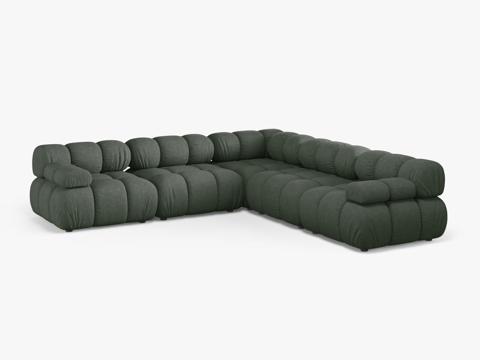 Micadoni Symmetrisches Ecksofa Bellis 5-Sitzer Strukturierter Stoff Liberty Moßgrün