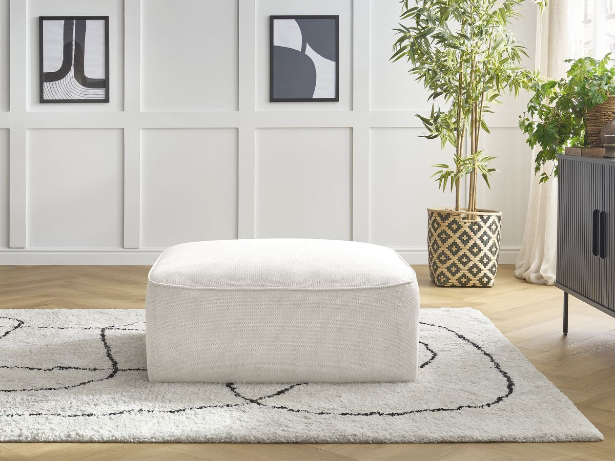 Bobochic Leopold Pouf Melange-Stoff Weiß