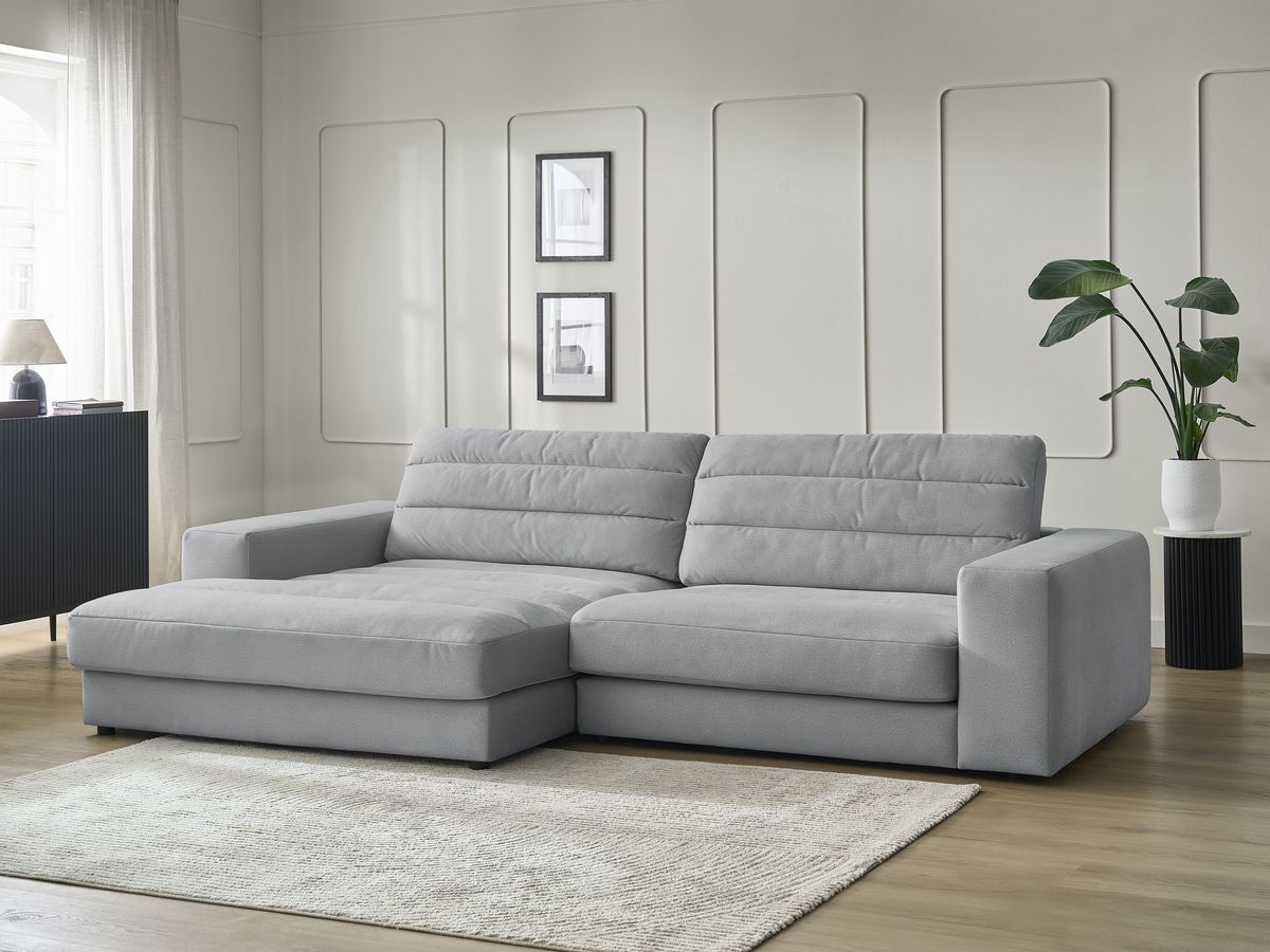 Bobochic Sierra Ecksofa Samt Hellgrau Ecke links