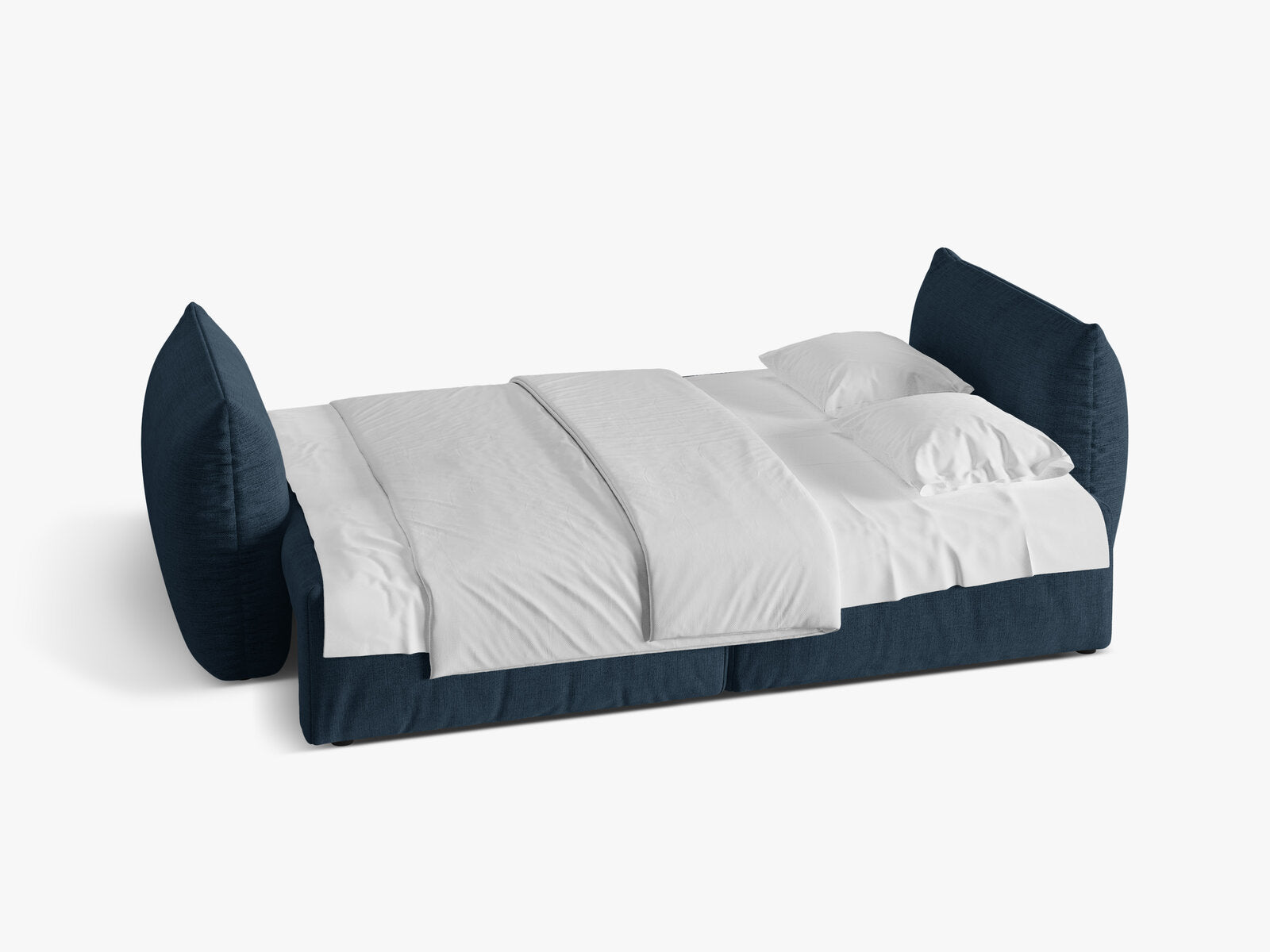 Micadoni Bloom Schlafsofa 3-Sitzer mit Bettkasten Strukturierter Stoff Wind Marineblau
