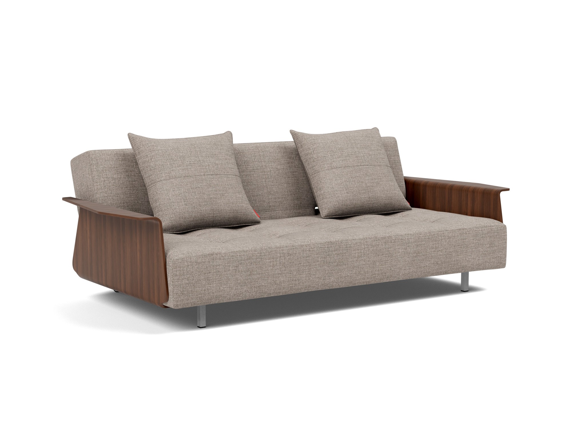 Schlafsofa Long Horn D.E.L. mit Armlehnen Chenille Yuveno 472-Warm-Grey