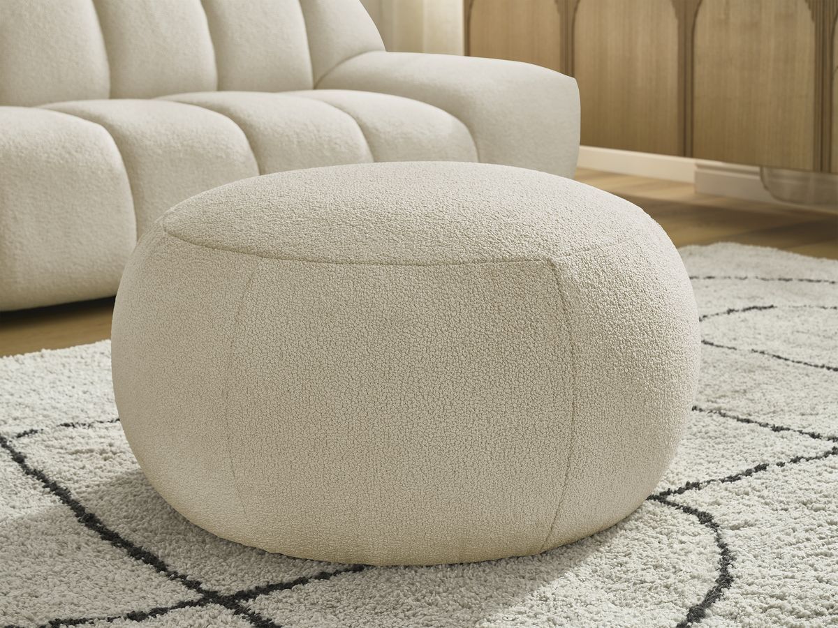 Bobochic Hayden Sofa 4-Sitzer mit Pouf Bouclé-Stoff Beige