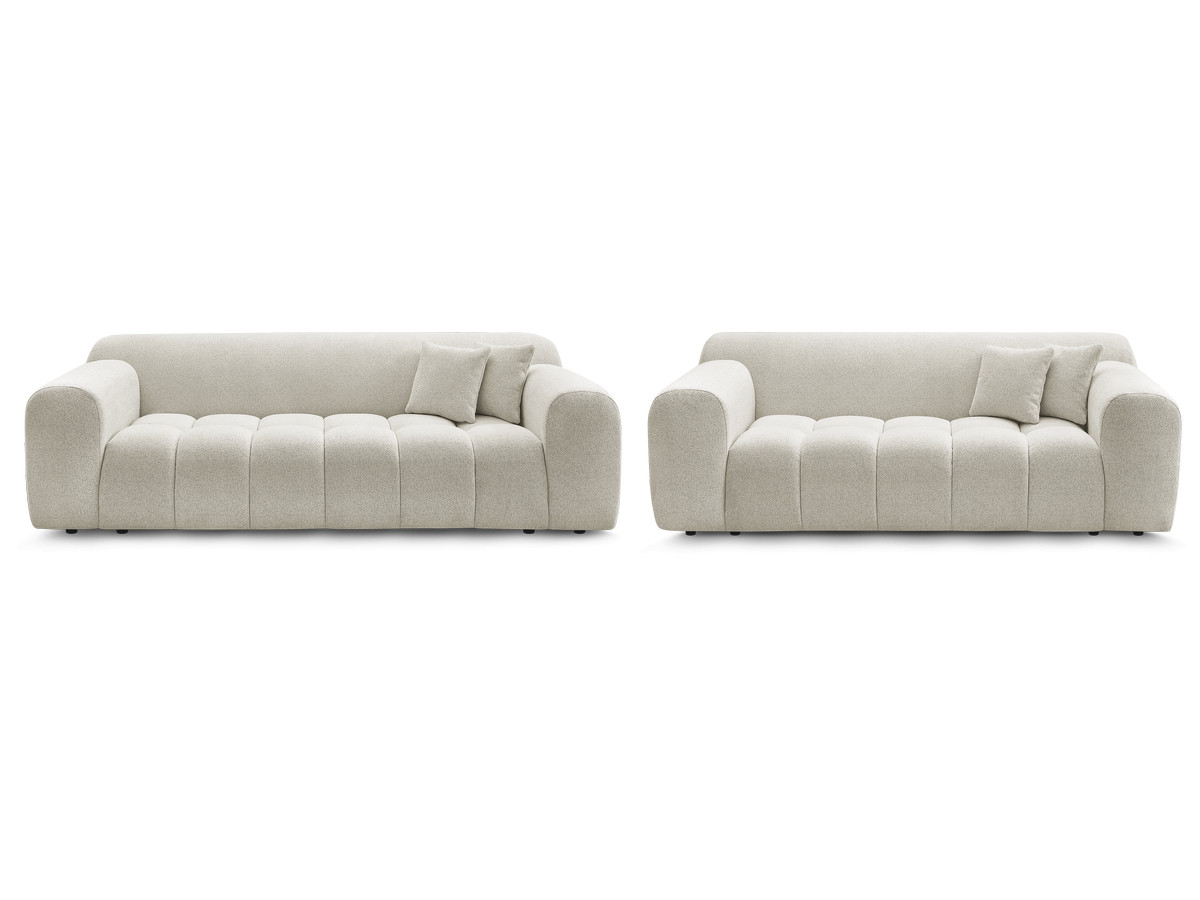 Bobochic Melisse Sofa 5-Sitzer Melange-Stoff Weiß