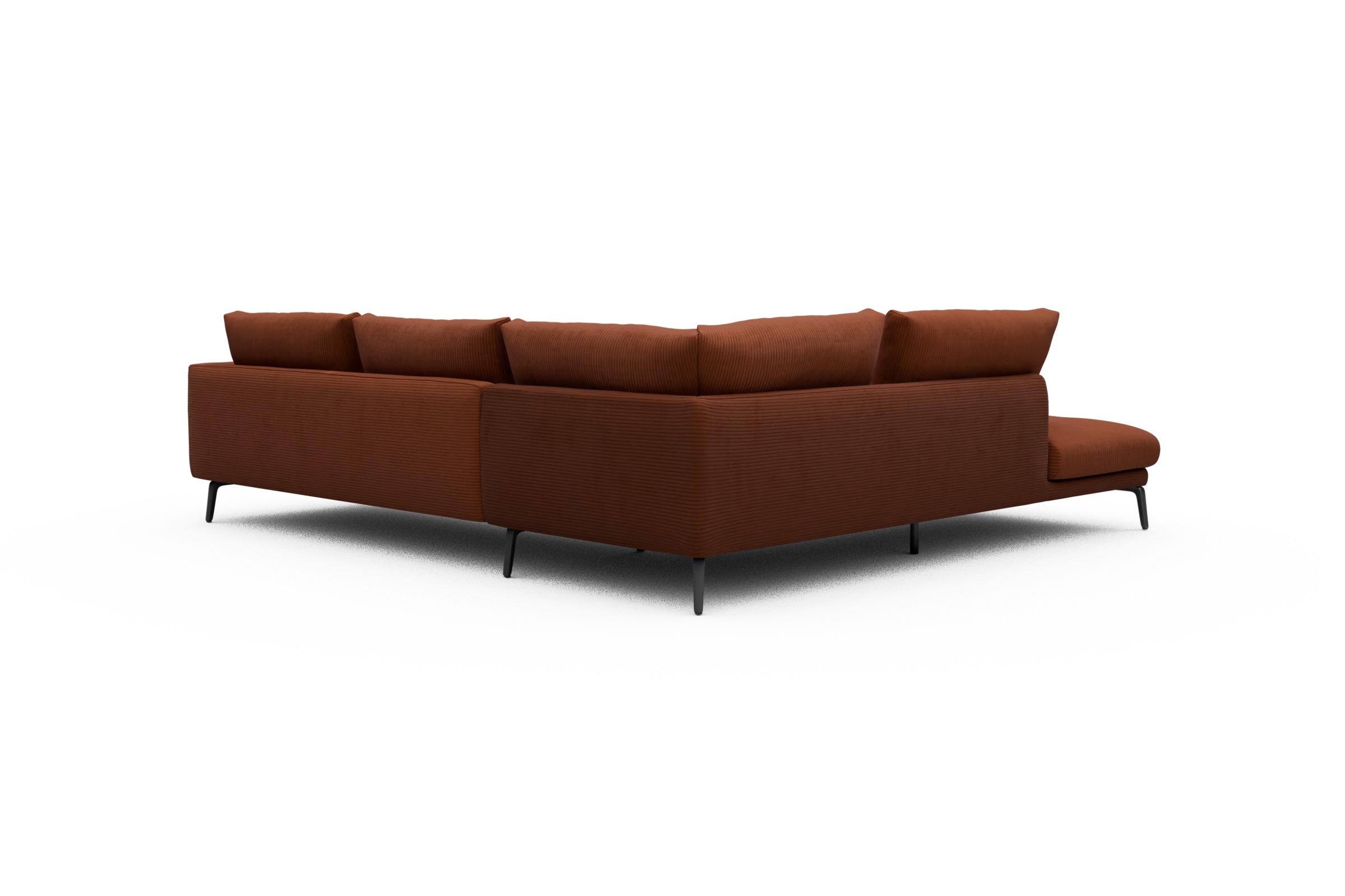 Ecksofa Karl Relax-Ecke links mit 2,5-Sitzer Corduroy-Burnt-Orange