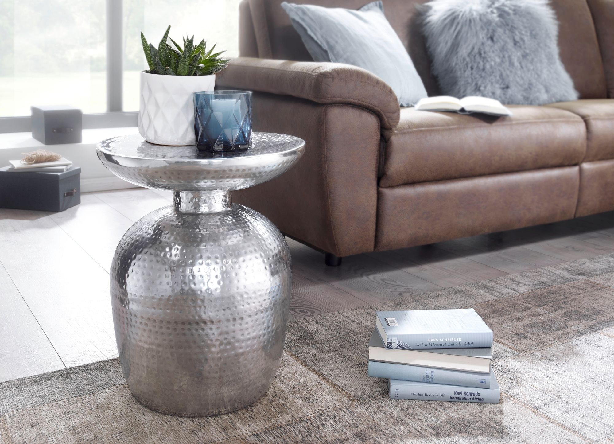 Beistelltisch Hvanneyri Aluminium Silber Ø 36 cm