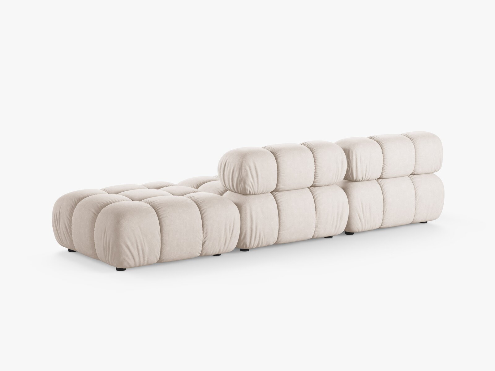 Micadoni Modulares Sofa Bellis 4-Sitzer Rechts Strukturierter Stoff Liberty Beige