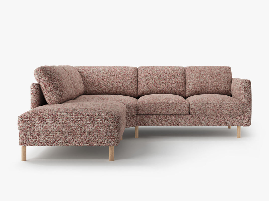 Micadoni Symmetrisches Ecksofa Eden 4-Sitzer Links Strukturierter Stoff Rosa Melange