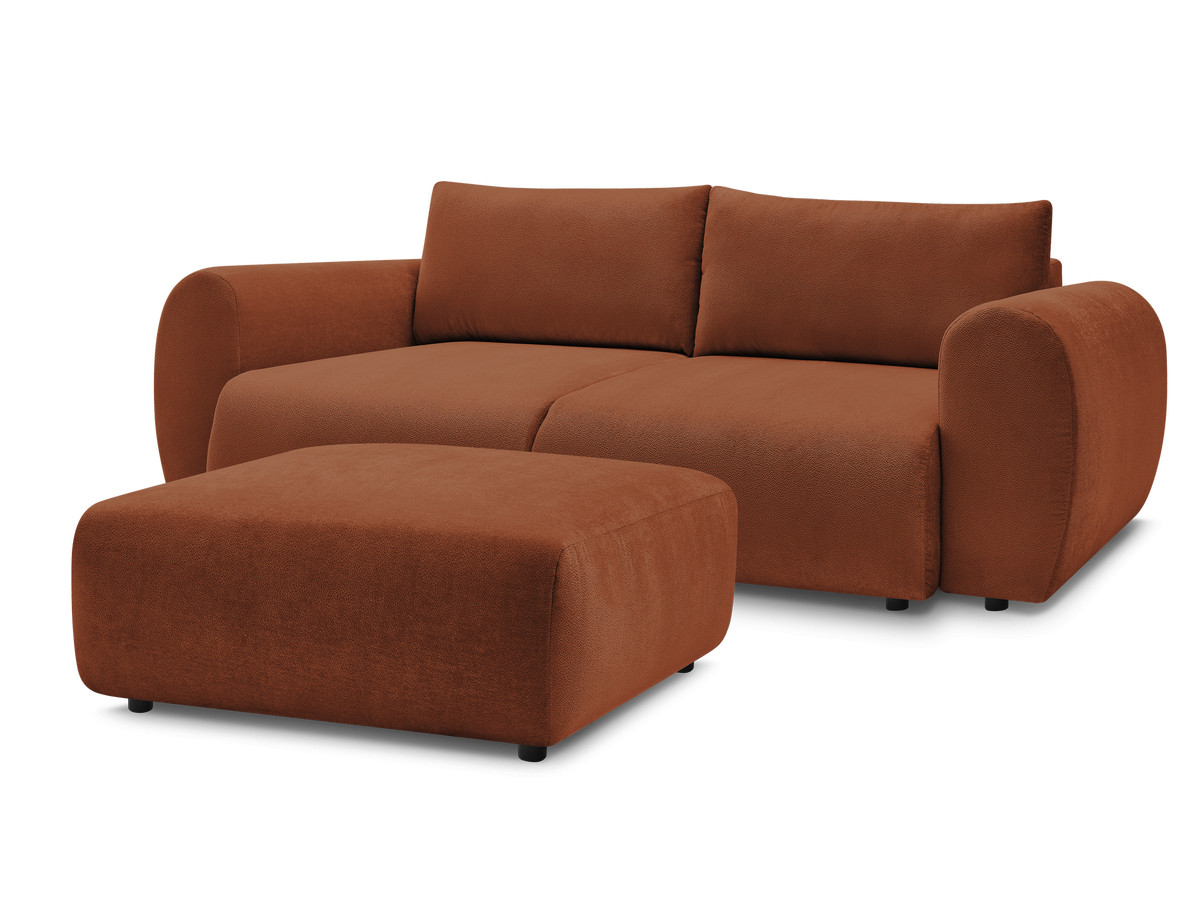 Bobochic Lucien Schlafsofa 4-Sitzer mit Bettkasten und Pouf Stoff Orange