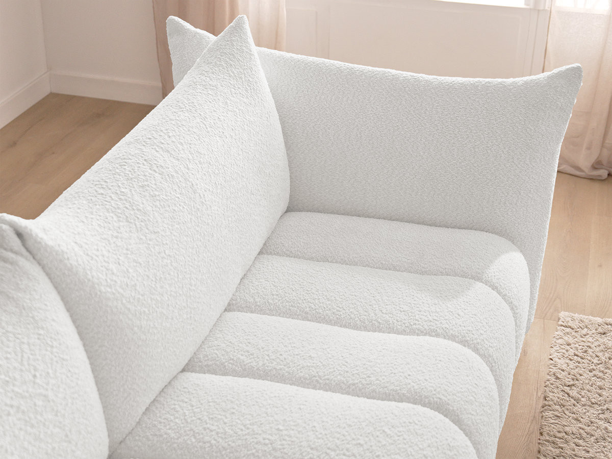 Bobochic Azra Ecksofa 262 × 178 cm Bouclé-Stoff Weiß Ecke rechts